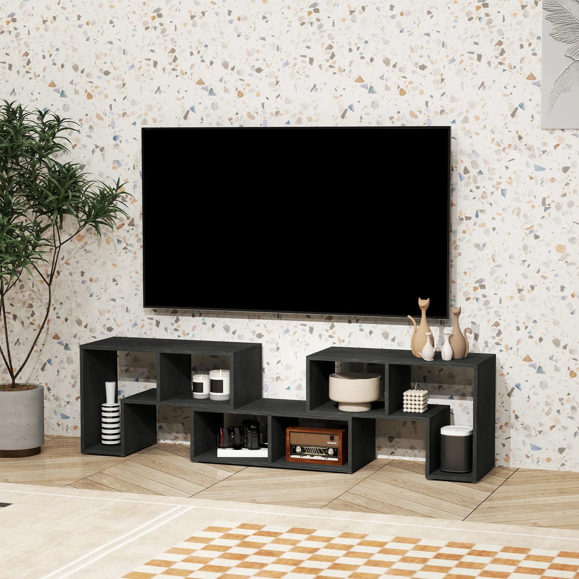 HOMCOM TV Unit for TVs up to 75 Inches, Free Combination TV Stand - Image 6