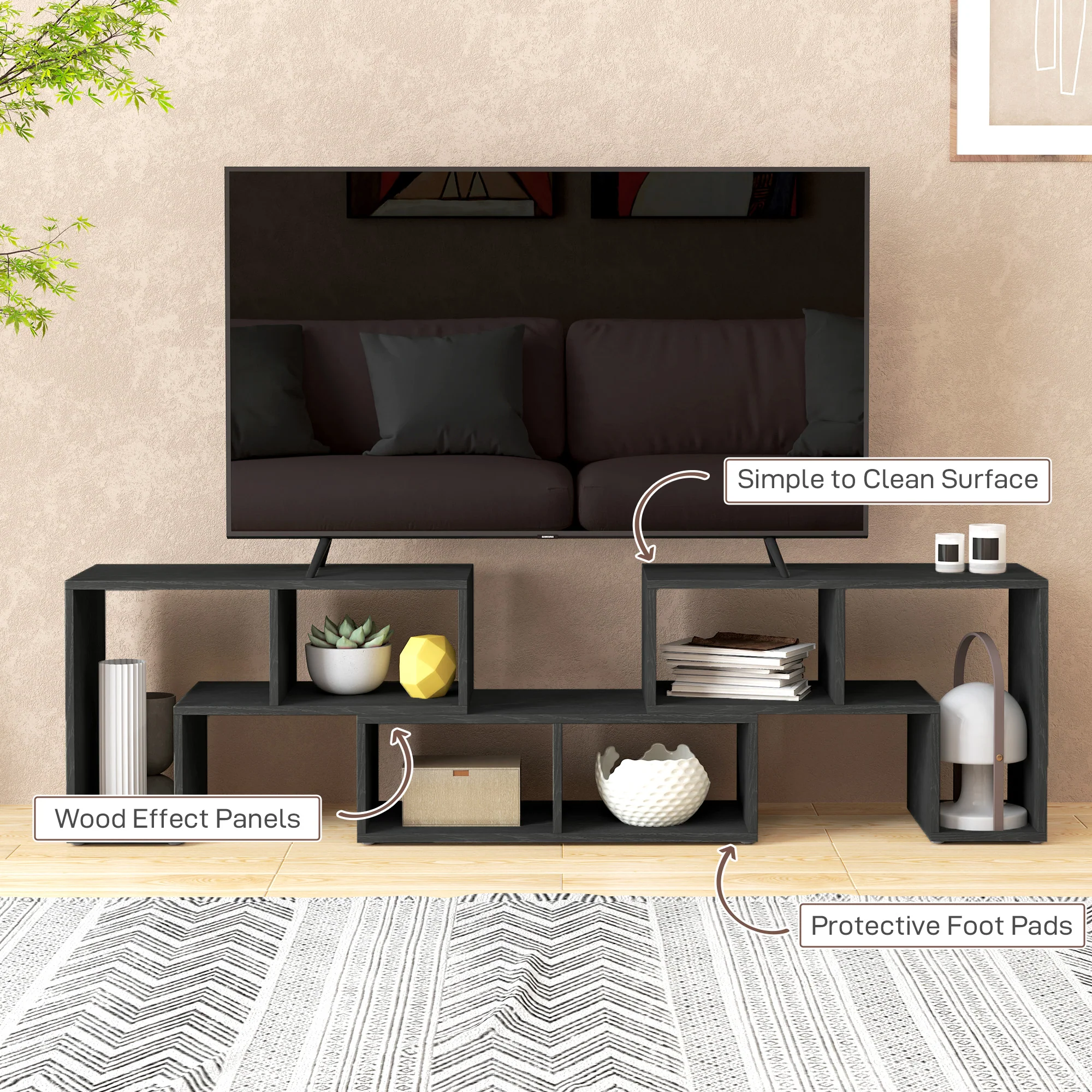 HOMCOM TV Unit for TVs up to 75 Inches, Free Combination TV Stand - Image 7