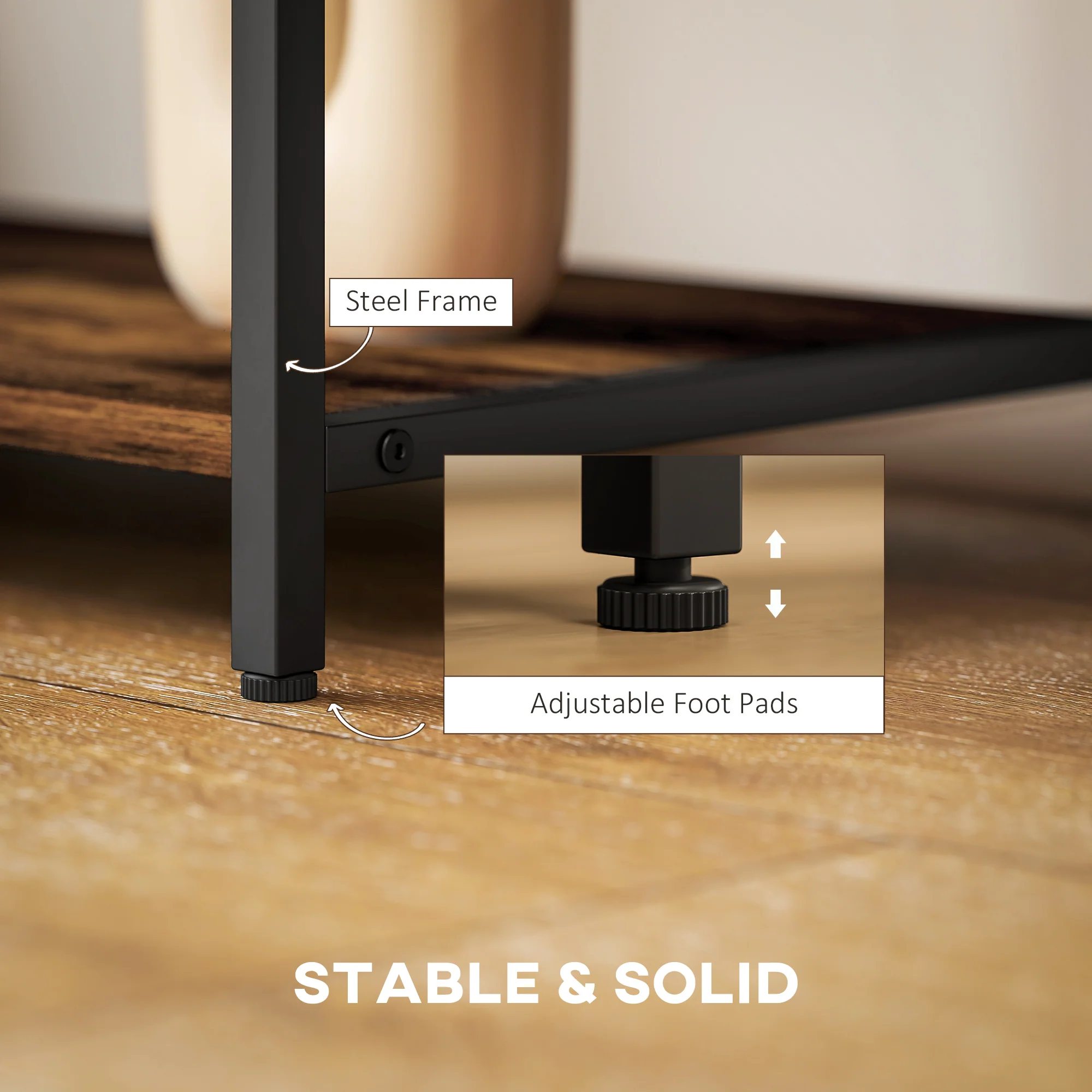 HOMCOM TV Unit For TVs Up To, Industrial TV Stand With Shelves - Image 4