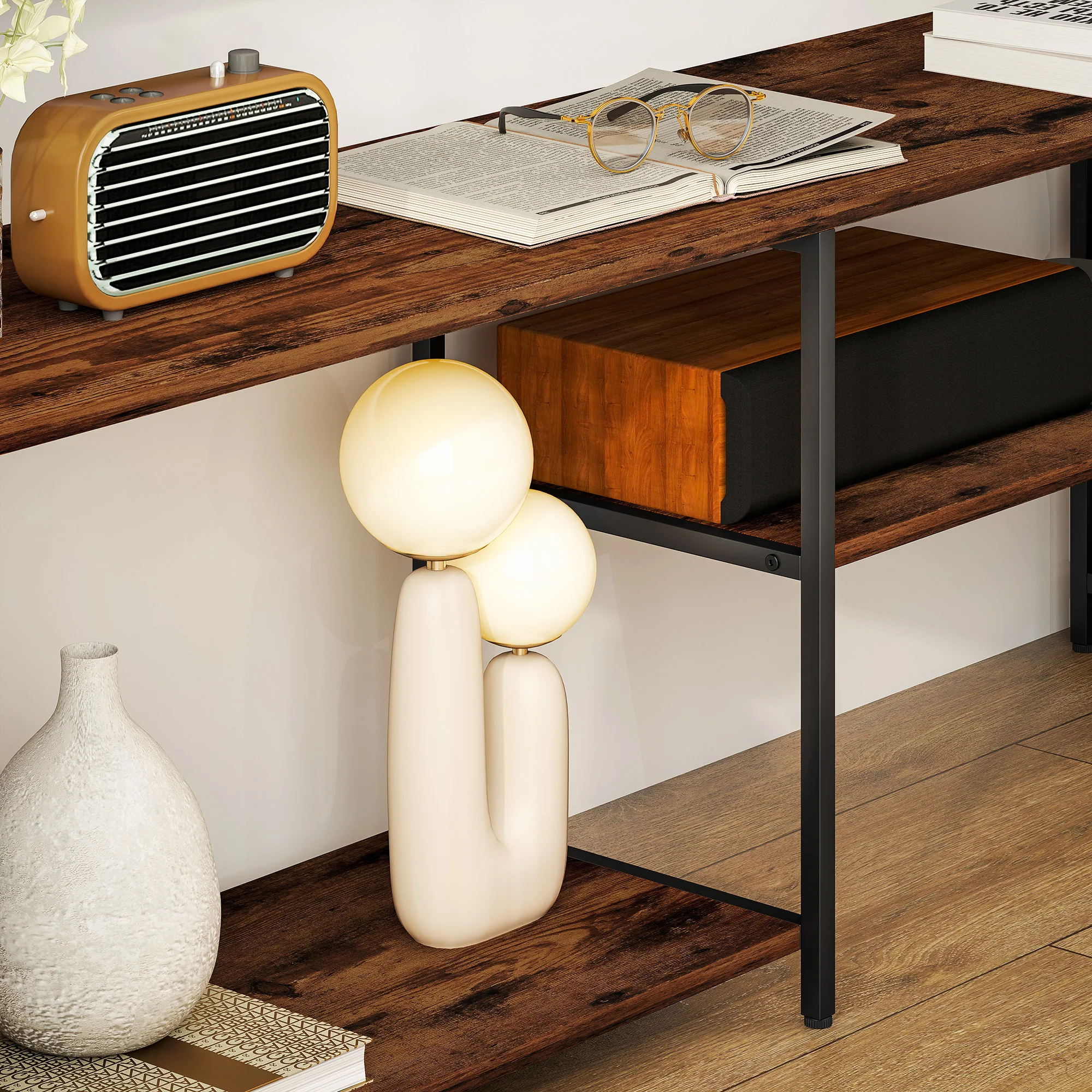HOMCOM TV Unit For TVs Up To, Industrial TV Stand With Shelves - Image 8