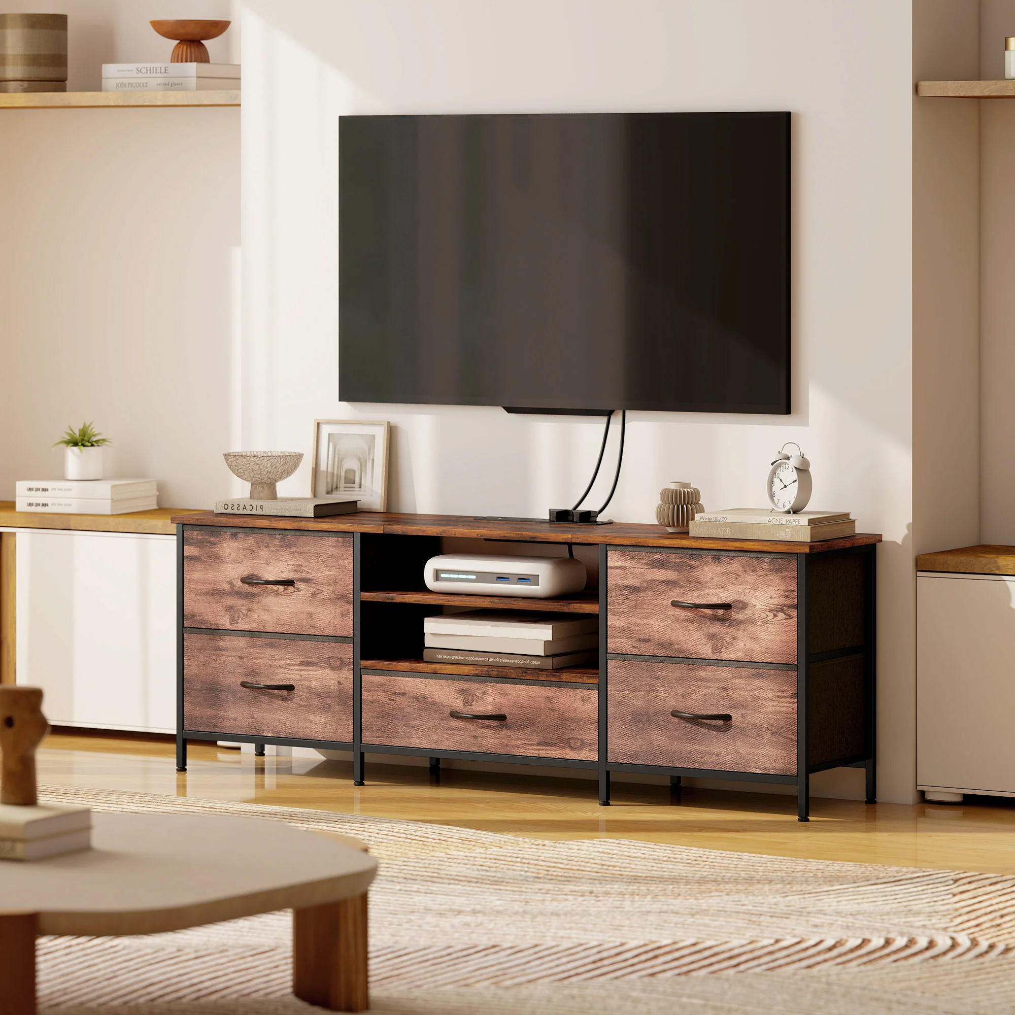 HOMCOM TV Unit with Charging Station, TV Stand for TVs up to 65 Inch - Image 8
