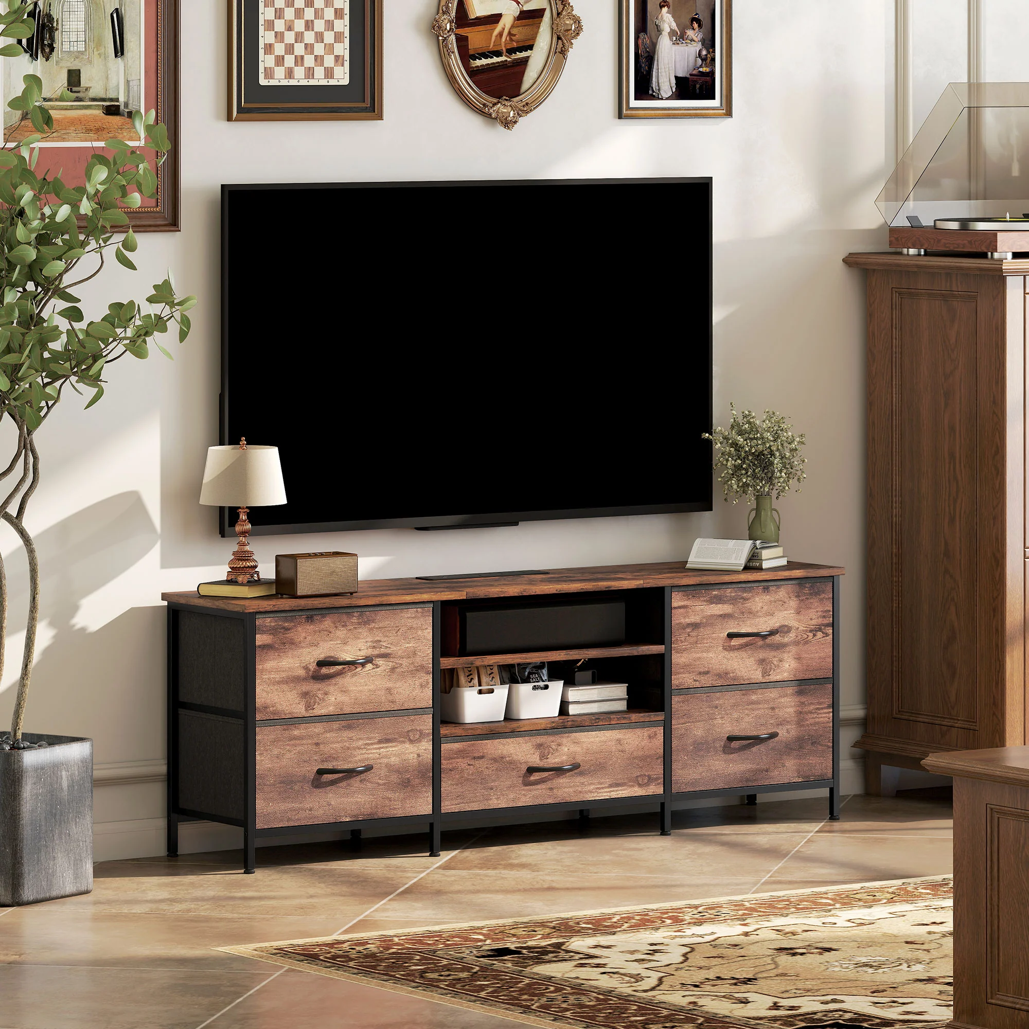 HOMCOM TV Unit with Charging Station, TV Stand for TVs up to 65 Inch - Image 9