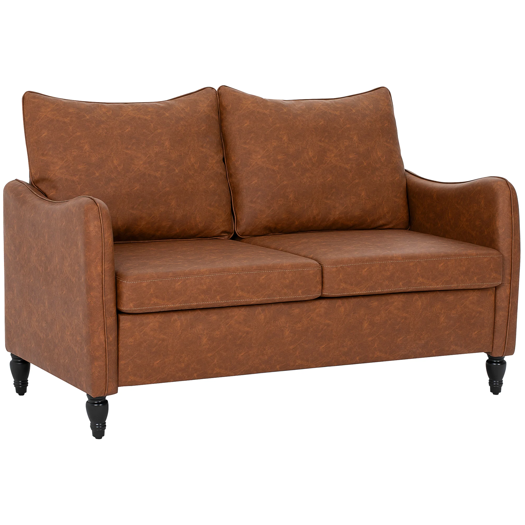 HOMCOM Two-Seater Sofa, Modern Small Sofa With Solid Wood Legs