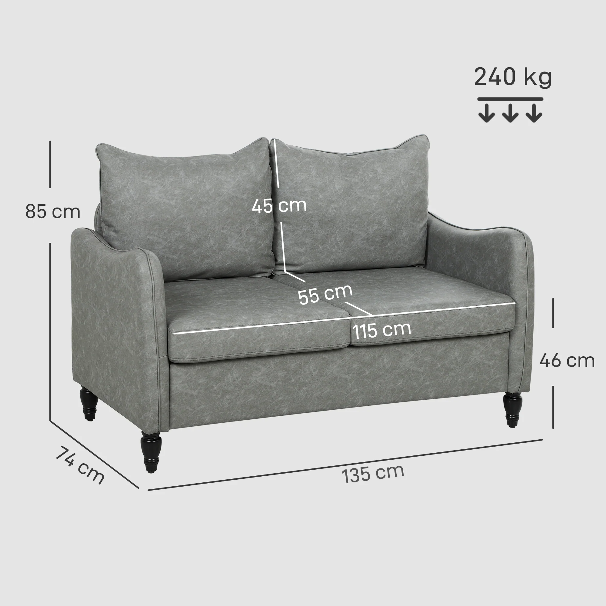 HOMCOM Two-Seater Sofa, Modern Small Sofa With Solid Wood Legs - Image 12
