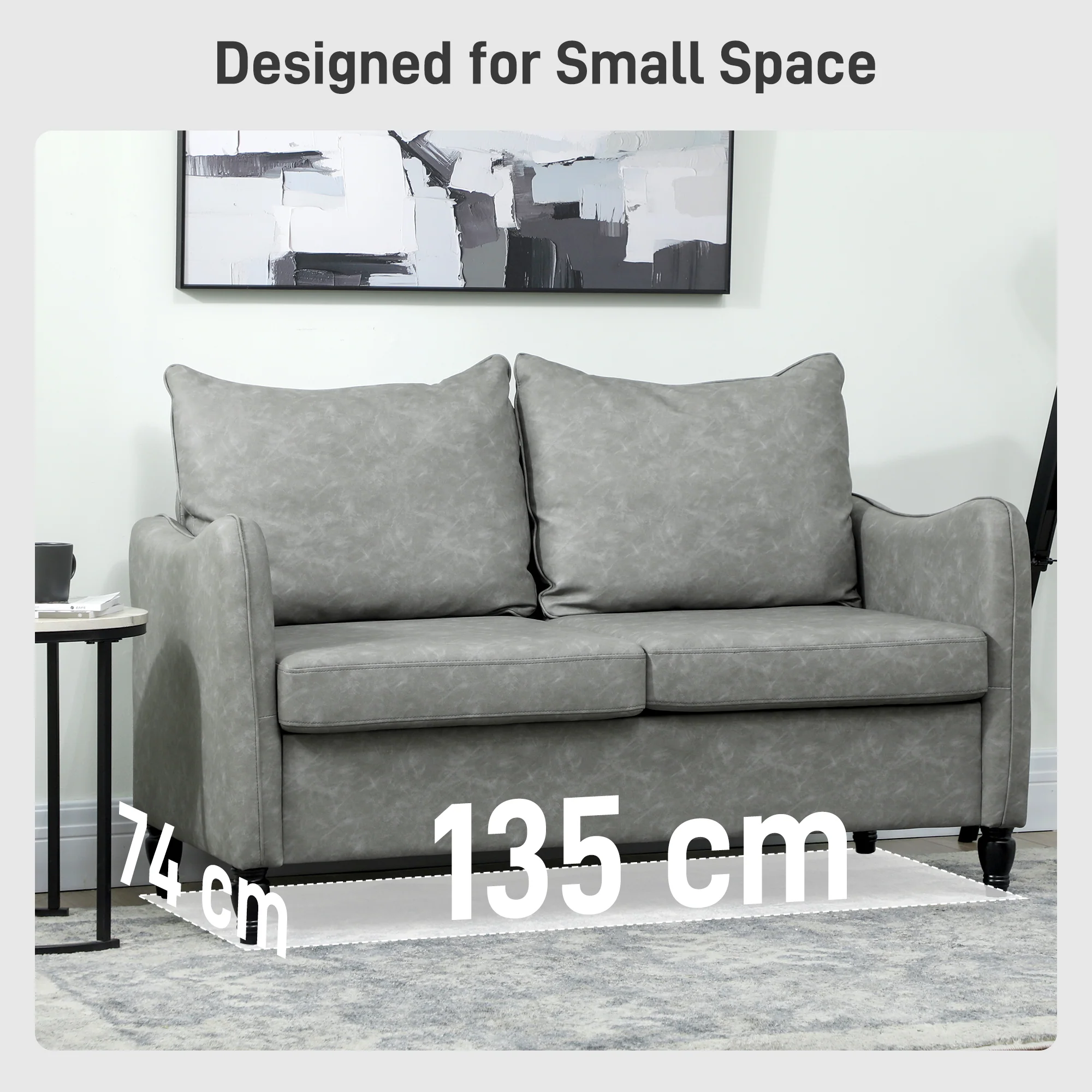 HOMCOM Two-Seater Sofa, Modern Small Sofa With Solid Wood Legs - Image 15
