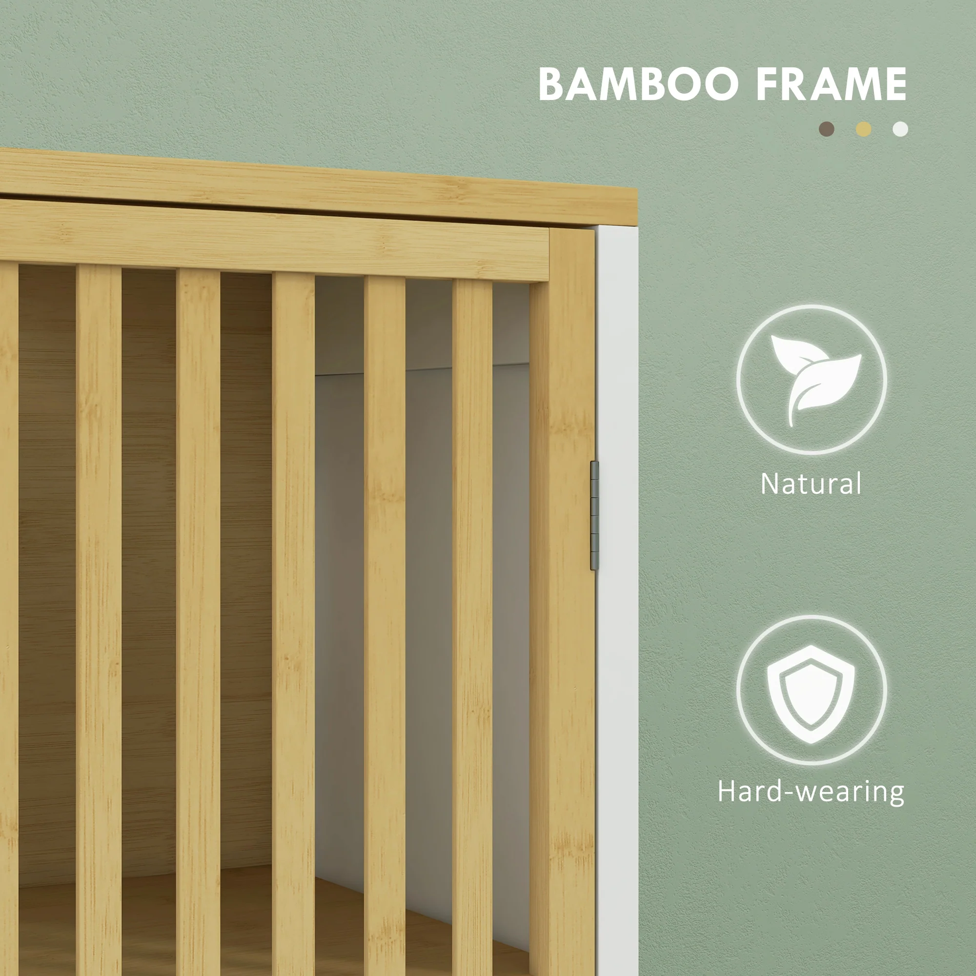 HOMCOM Under Sink Bathroom Cabinet, Bamboo Sink Storage Cabinet Slat Doors - Image 6