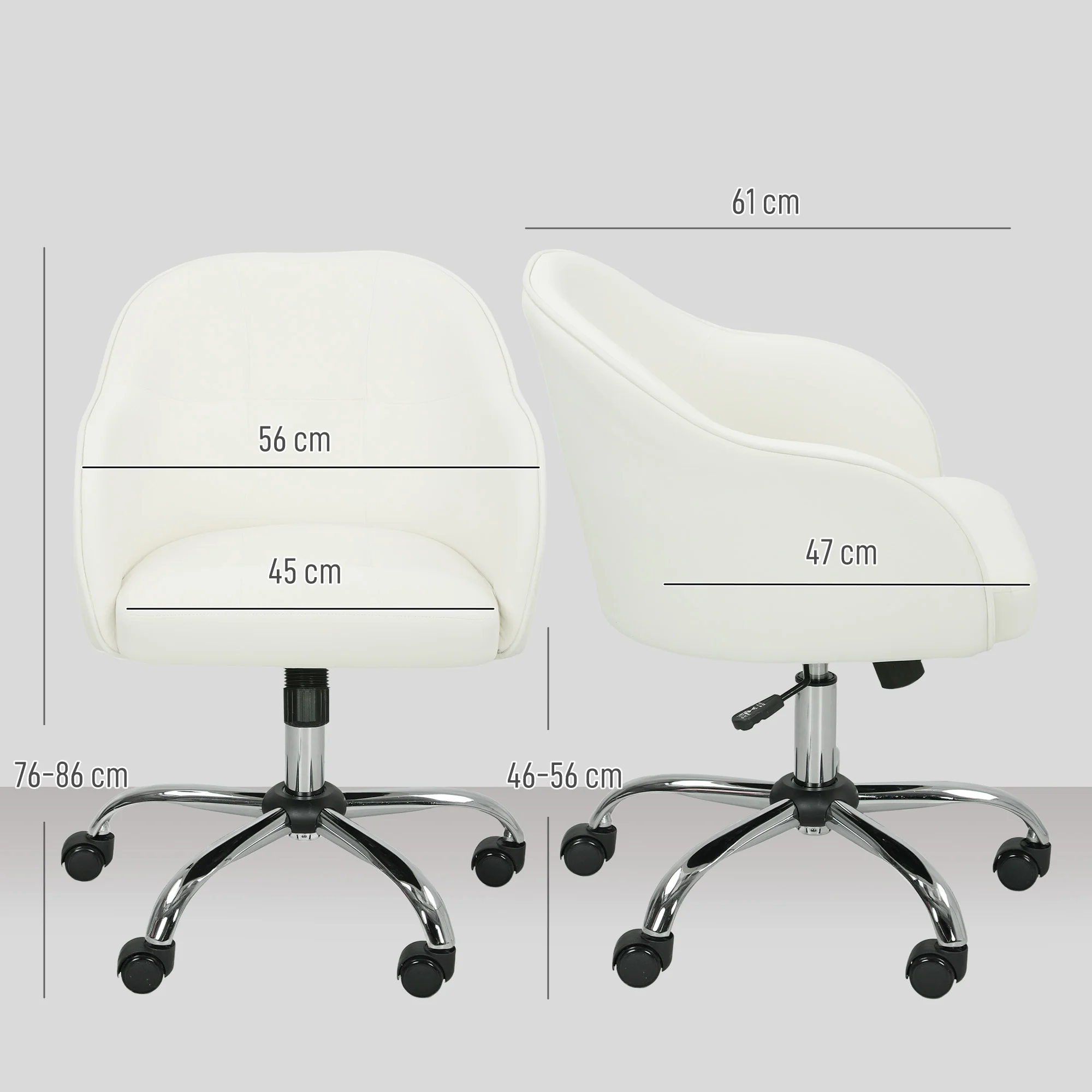 HOMCOM Vanity Chair For Desk, With Height Adjustable, Wheels - Image 5