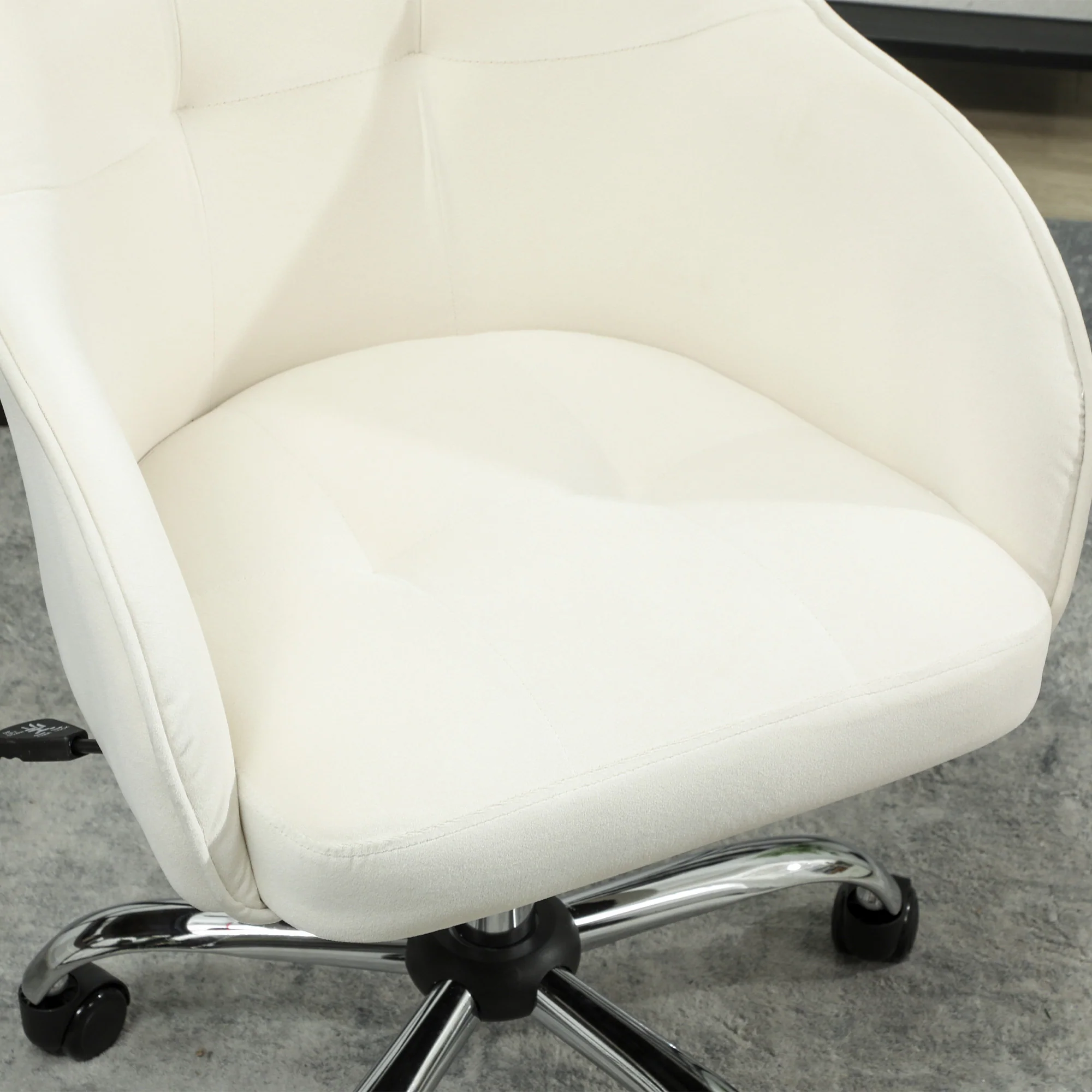 HOMCOM Vanity Chair For Desk, With Height Adjustable, Wheels - Image 9
