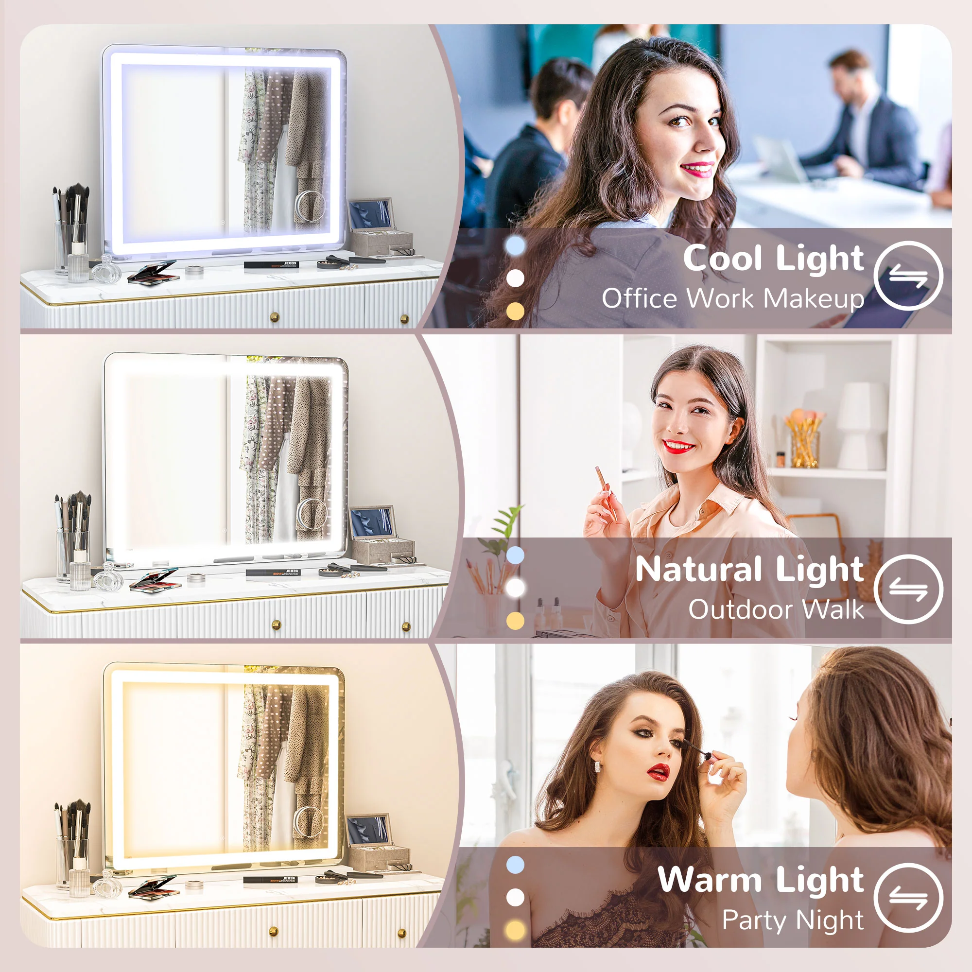 HOMCOM Vanity Mirror with Lights, 10X Magnifying, USB Charging Port, White - Image 4