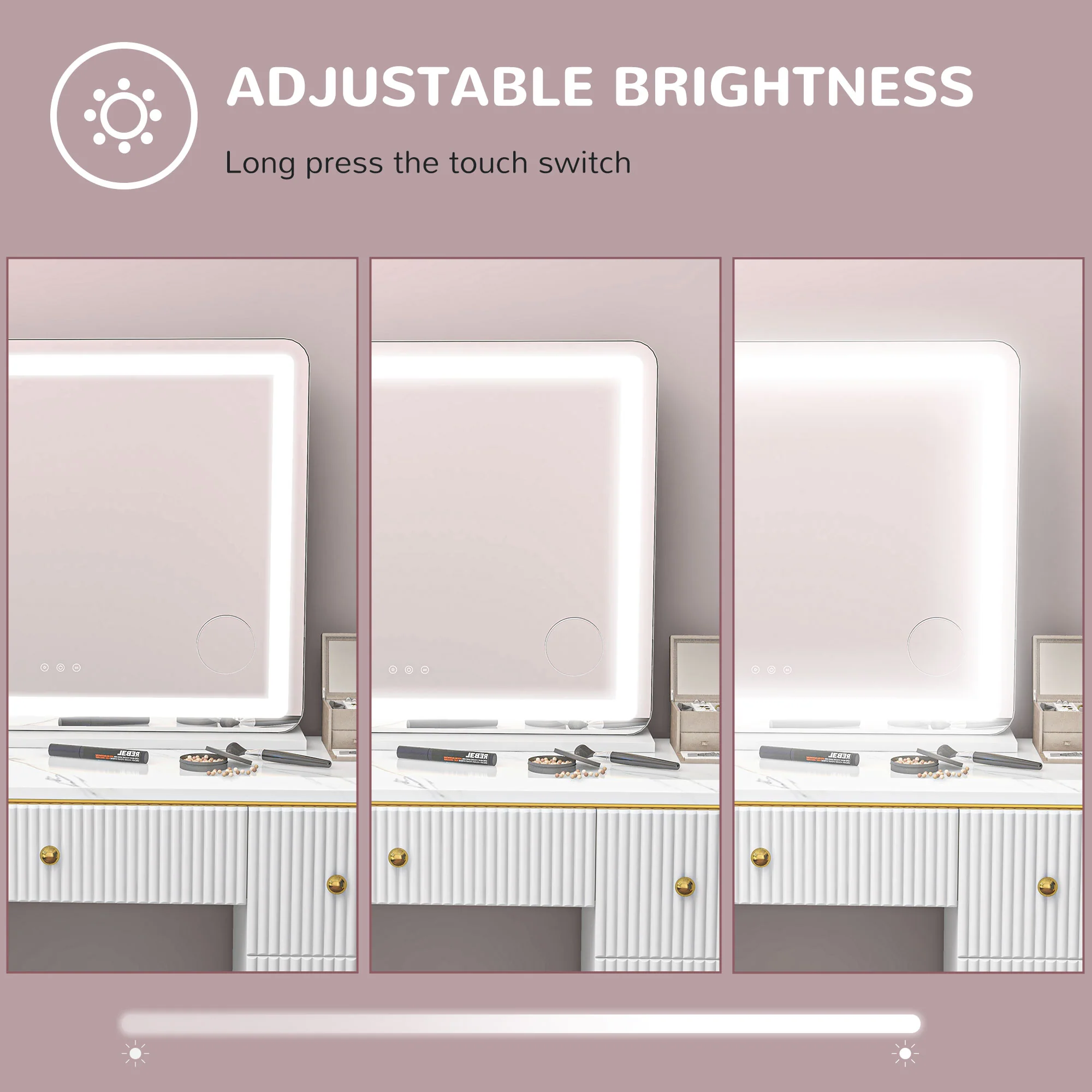 HOMCOM Vanity Mirror with Lights, 10X Magnifying, USB Charging Port, White - Image 6