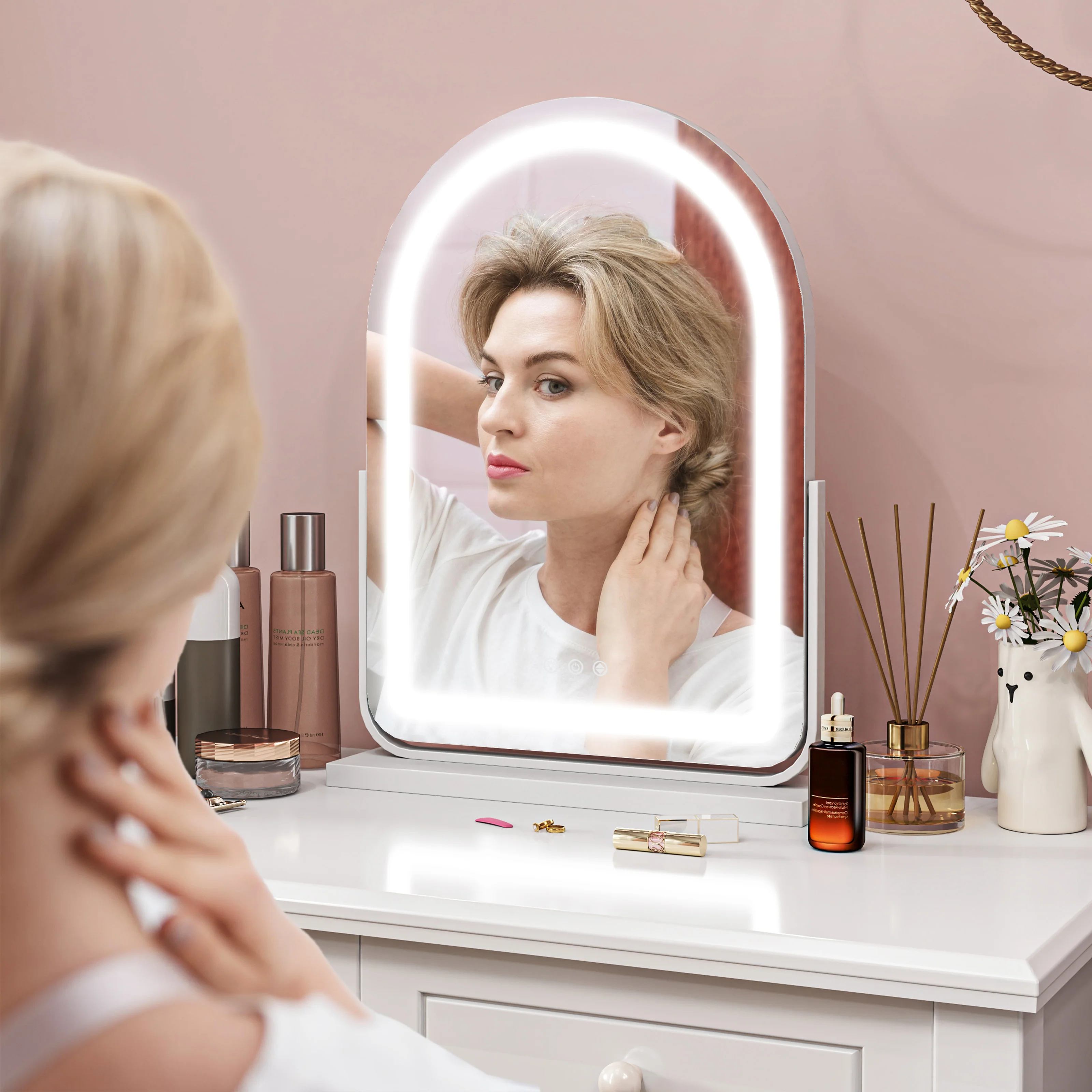 HOMCOM Vanity Mirror with Lights, 3 Colour, 360° Rotation, Touch Screen - Image 11