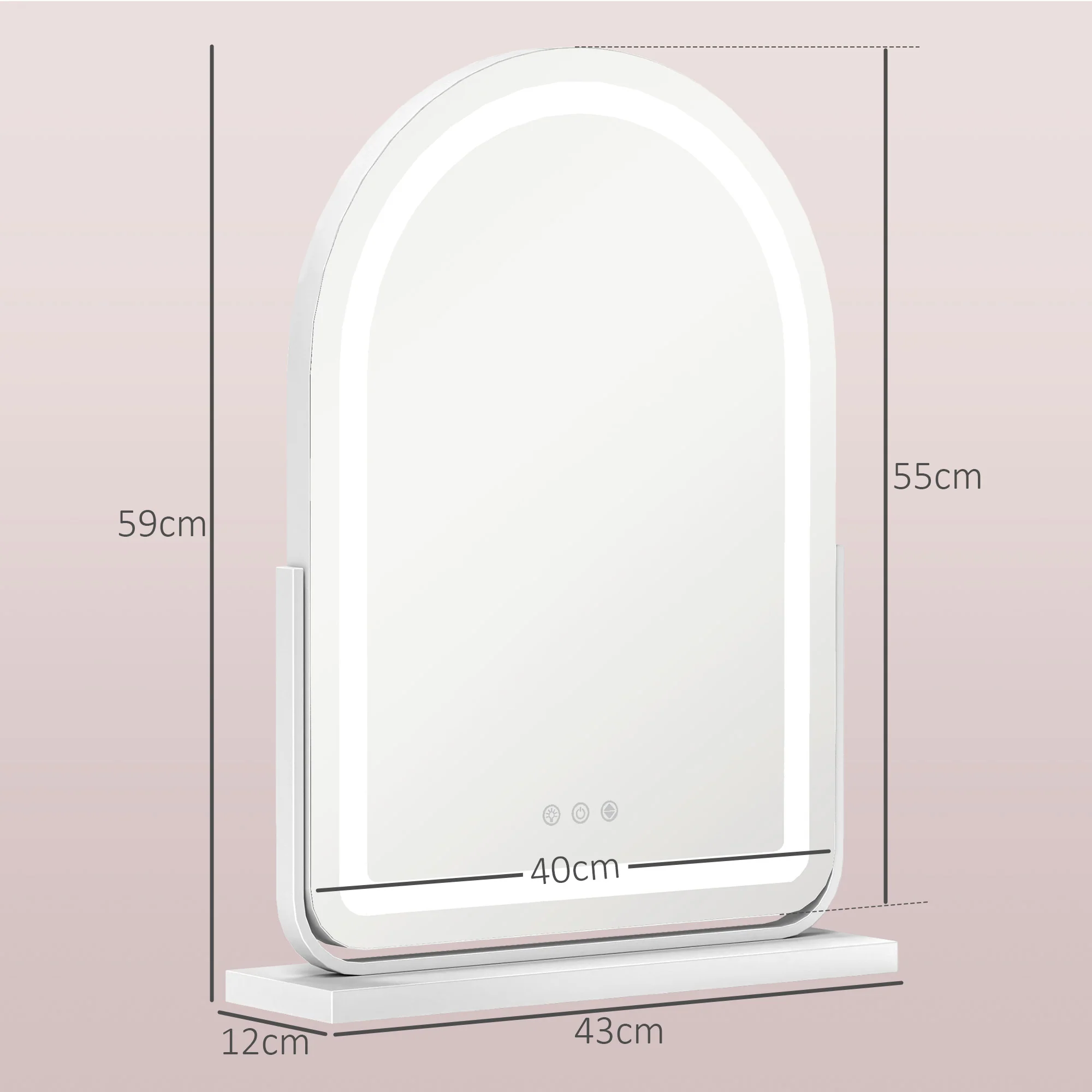 HOMCOM Vanity Mirror with Lights, 3 Colour, 360° Rotation, Touch Screen - Image 14