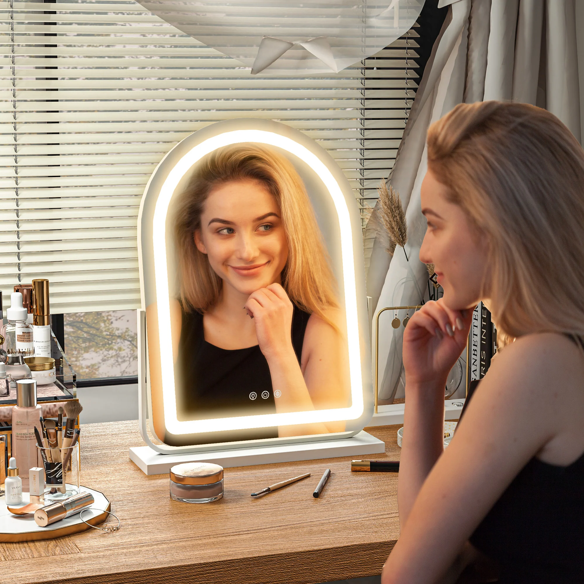 HOMCOM Vanity Mirror with Lights, 3 Colour, 360° Rotation, Touch Screen - Image 17