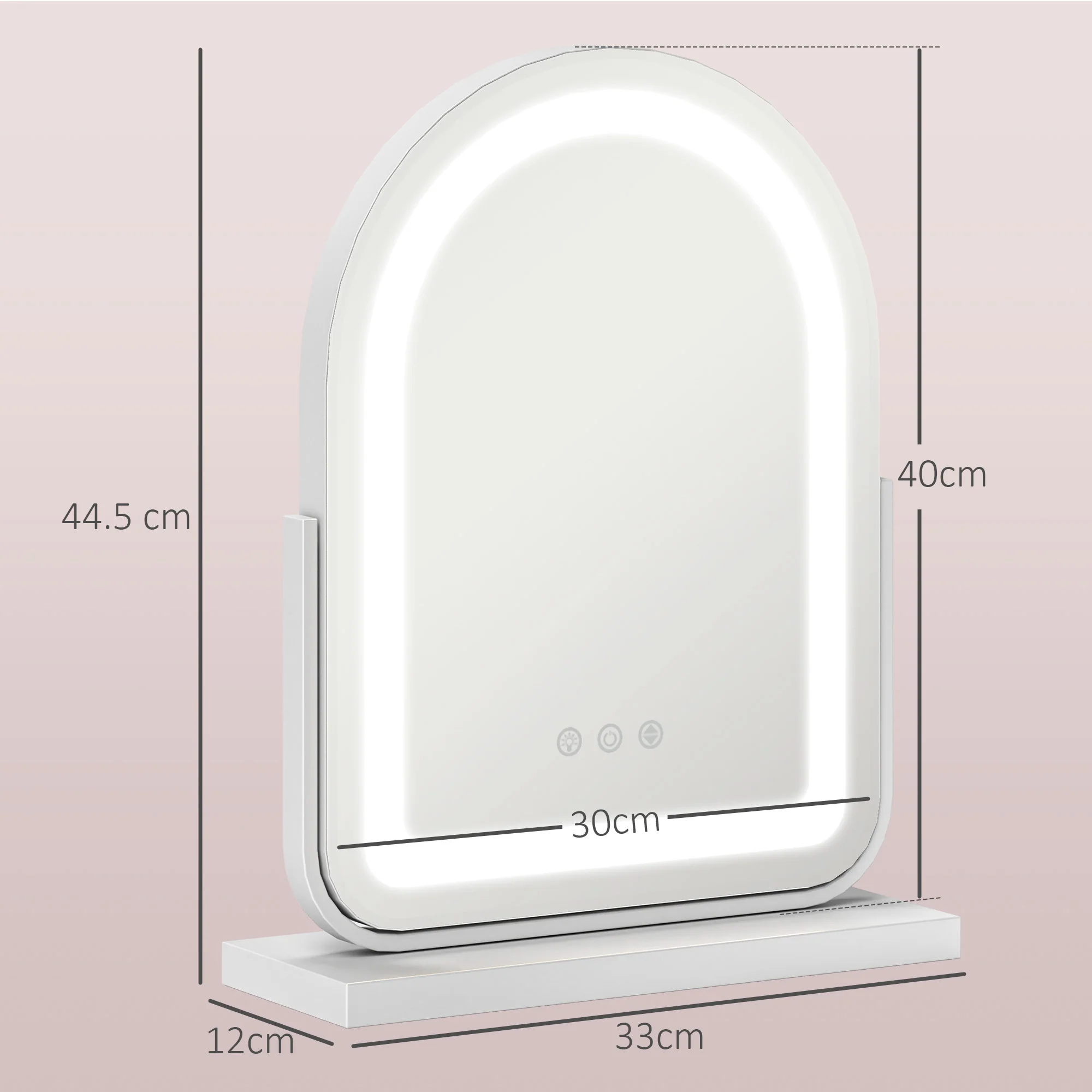 HOMCOM Vanity Mirror with Lights, 3 Colour, 360° Rotation, Touch Screen - Image 5