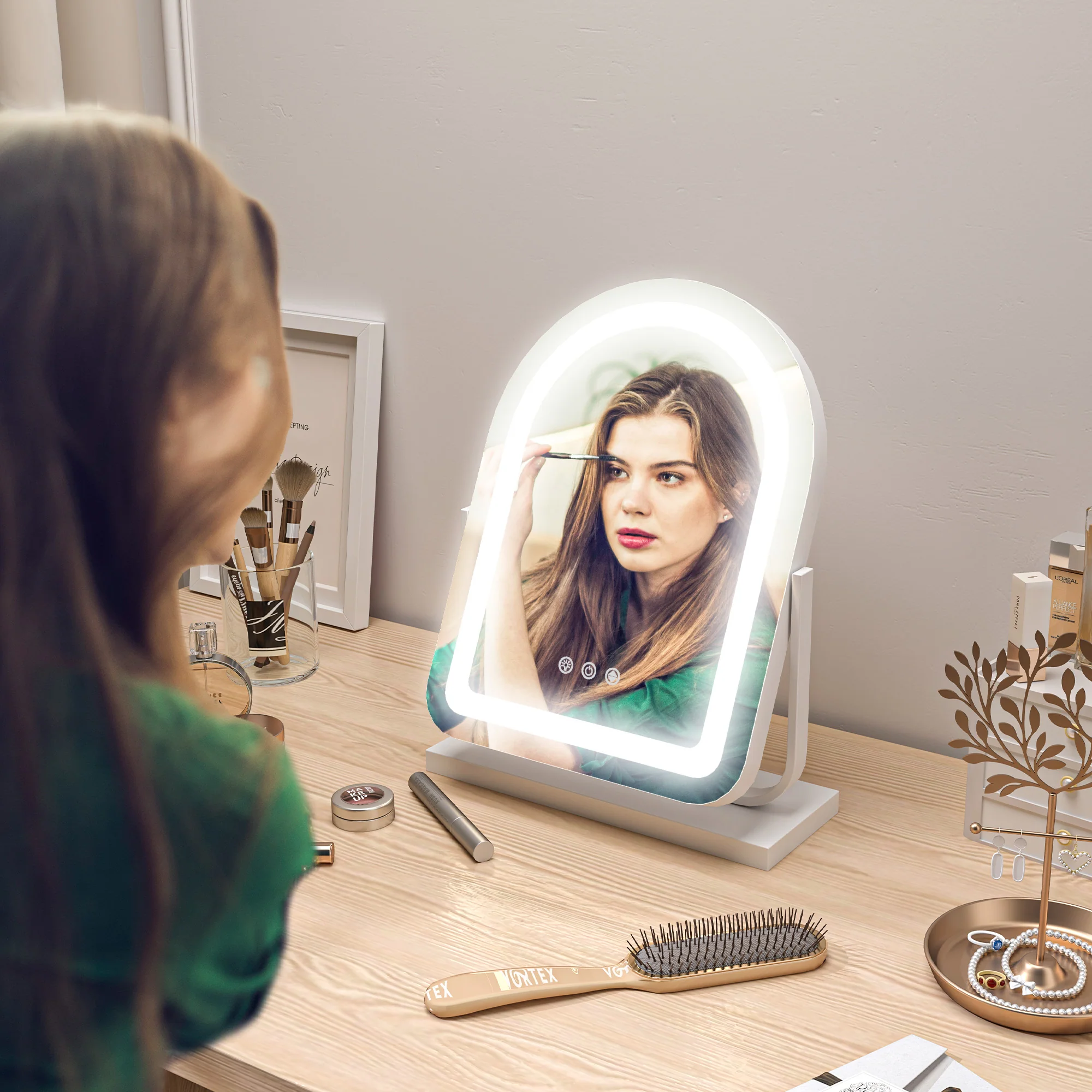 HOMCOM Vanity Mirror with Lights, 3 Colour, 360° Rotation, Touch Screen - Image 9