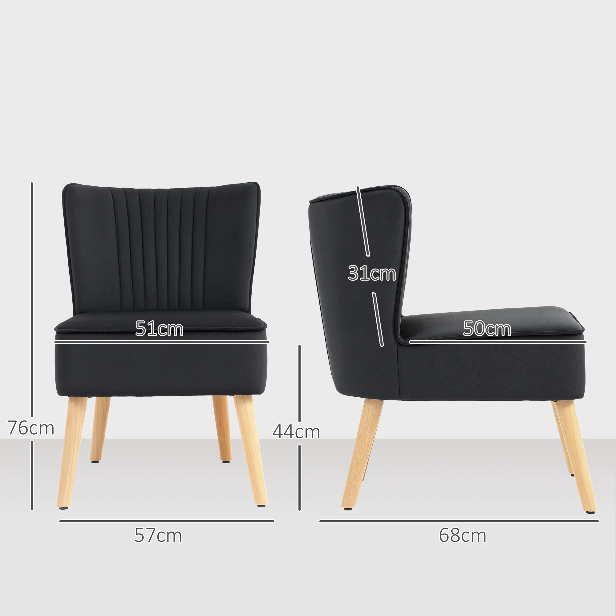 HOMCOM Velvet Accent Chair Occasional Tub Chair For Living Room, Black - Image 5