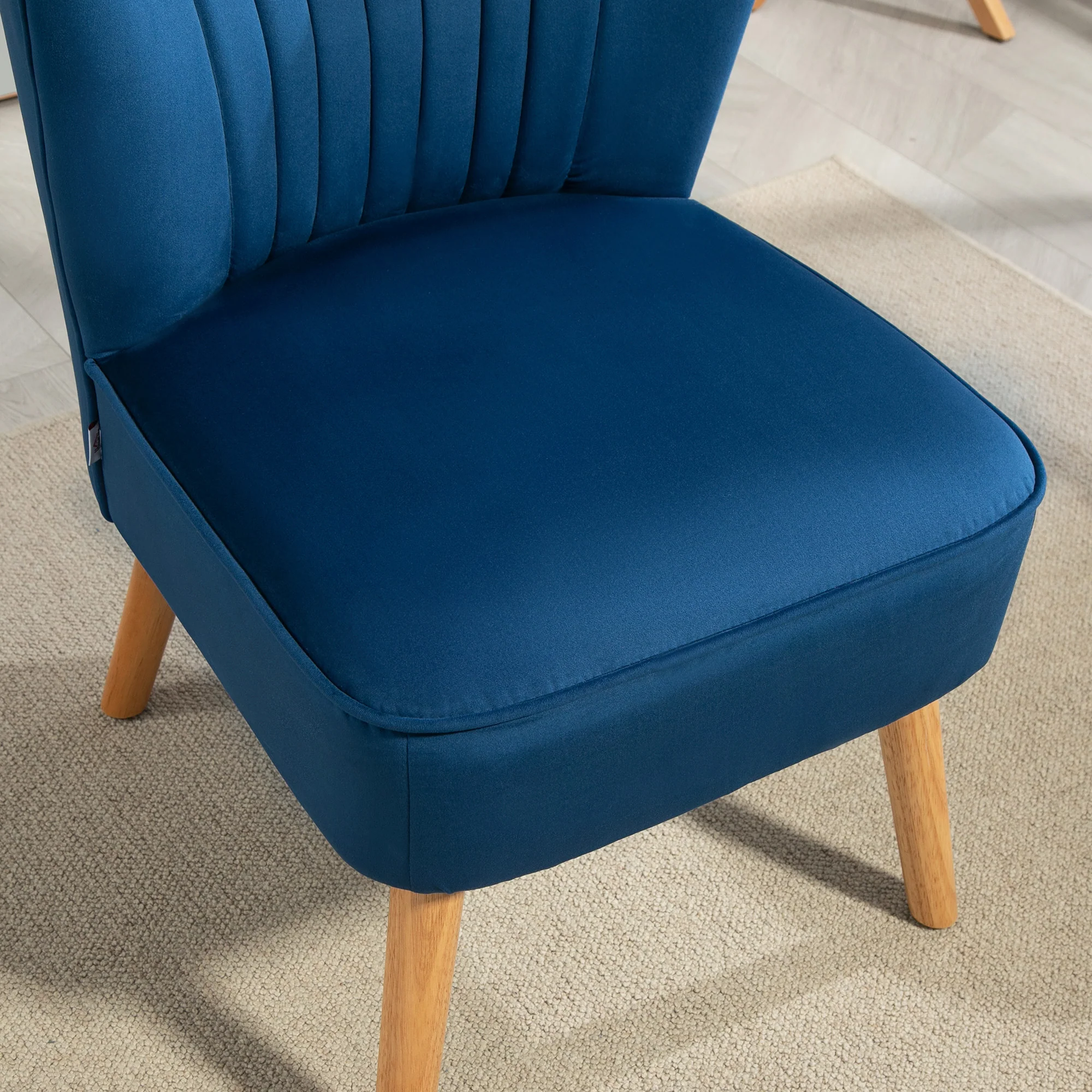 HOMCOM Velvet Accent Chair Occasional Tub Chair For Living Room, Dark Blue - Image 6