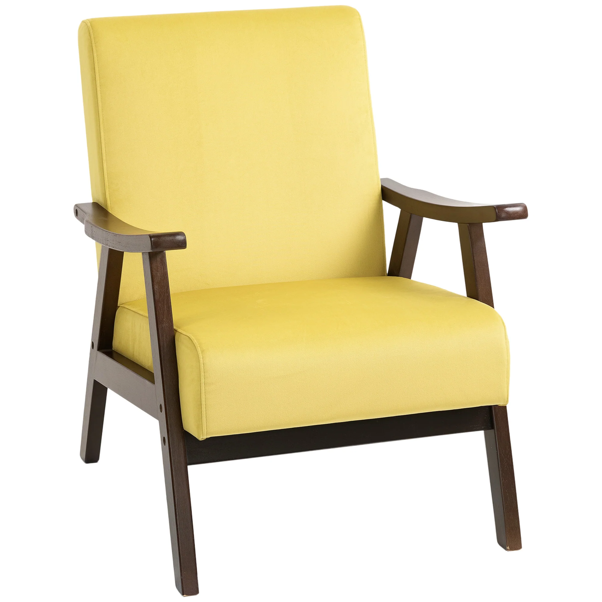 HOMCOM Velvet Armchair With Solid Wood Frame And Thick Padded - Image 10