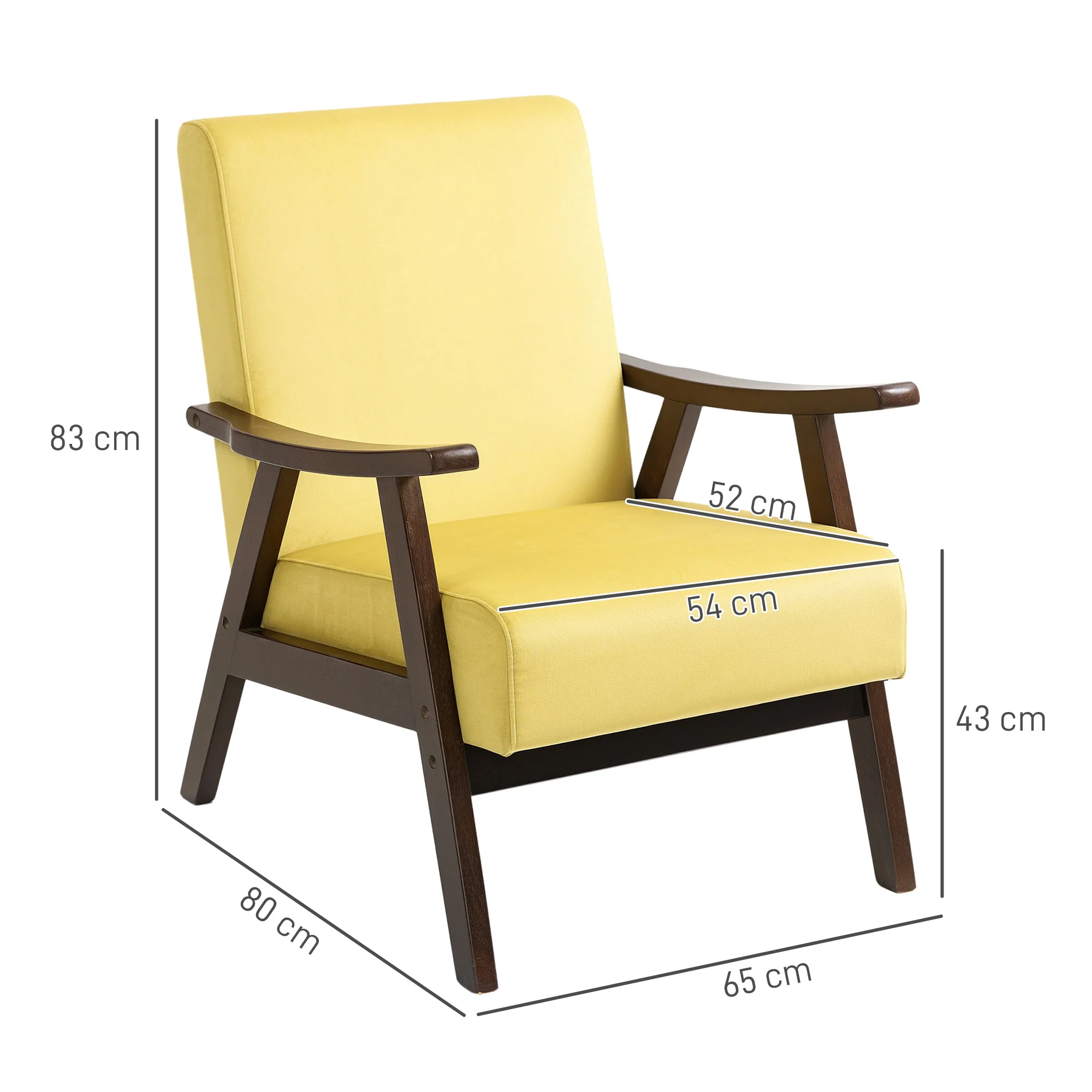 HOMCOM Velvet Armchair With Solid Wood Frame And Thick Padded - Image 14