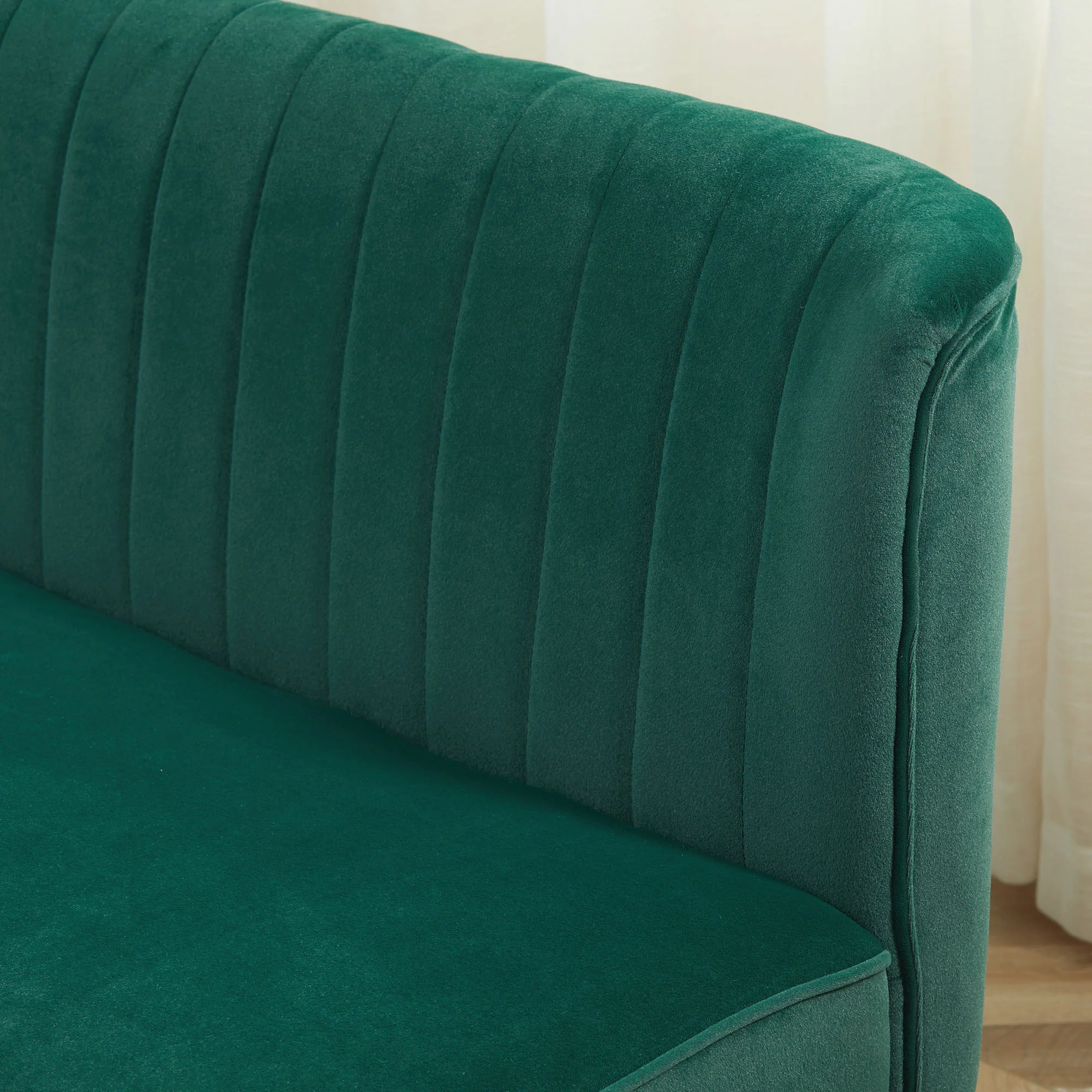 HOMCOM Velvet-Feel Double Sofa w/ Wood Frame Foam Padding High Back, Green - Image 8