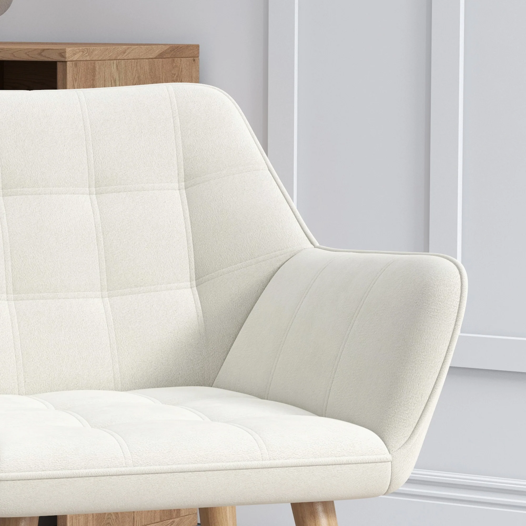 HOMCOM Velvet-Feel Pink Accent Chair With Arms Slanted Back Wood Legs - Image 18