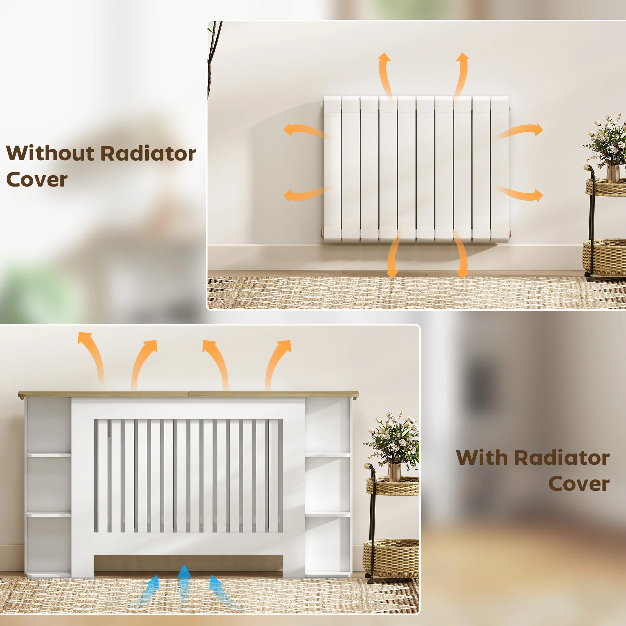HOMCOM Vertical Slatted Heater Cover for Living Room, White - Image 13