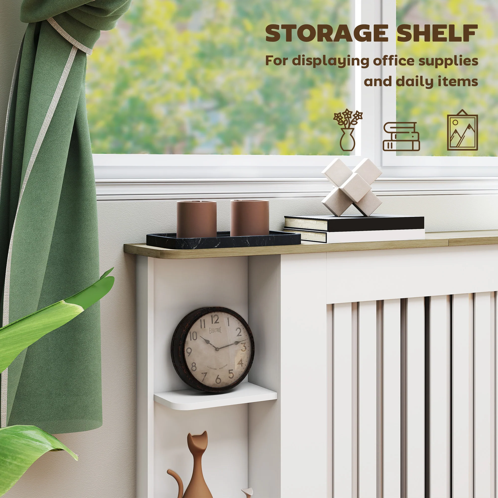 HOMCOM Vertical Slatted Heater Cover for Living Room, White - Image 15