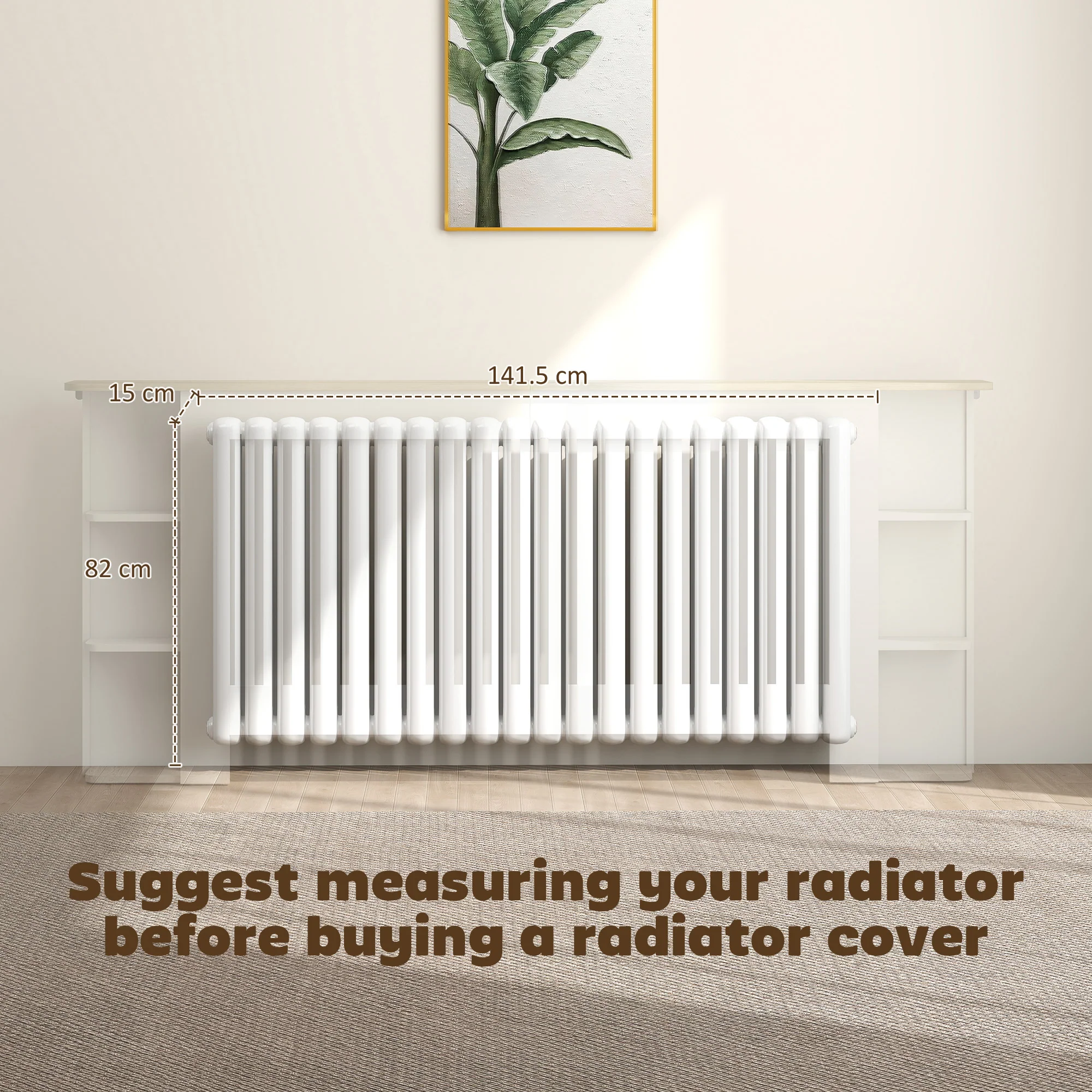 HOMCOM Vertical Slatted Heater Cover for Living Room, White - Image 21