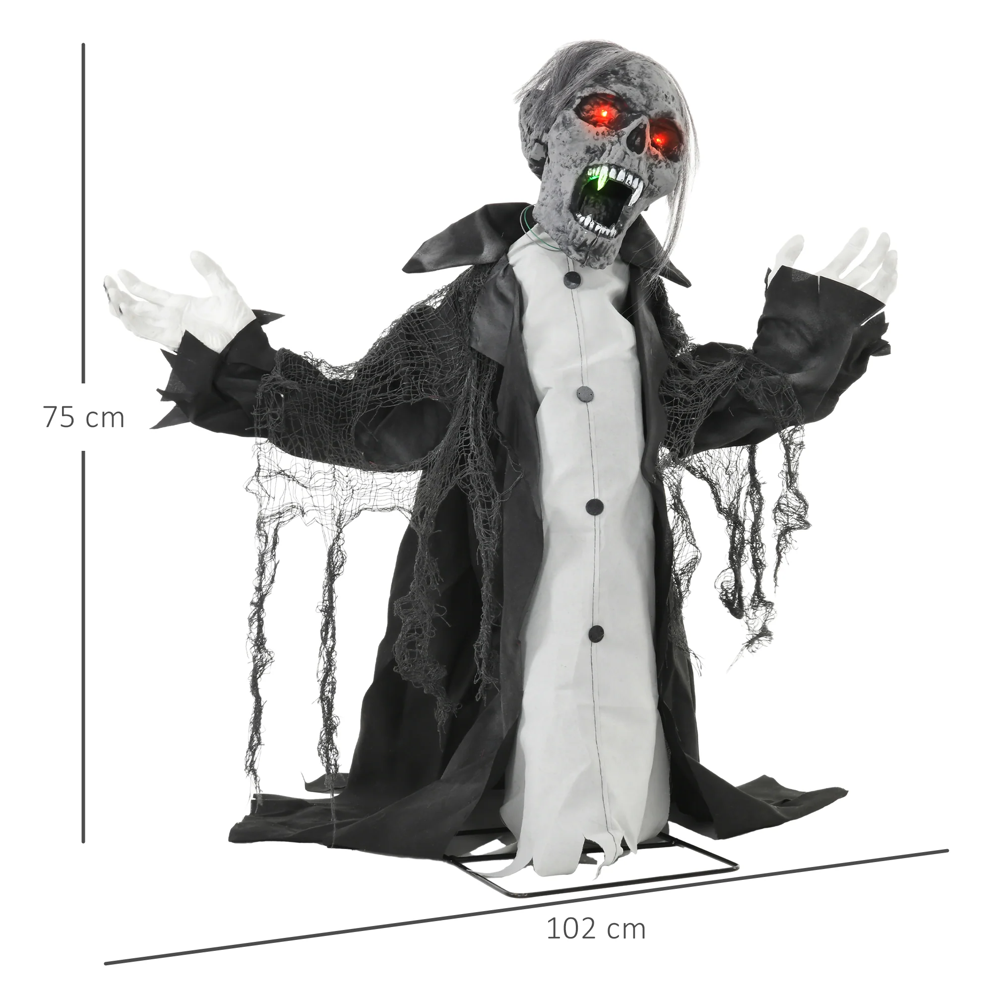 HOMCOM Voice Activated Halloween Animatronics Skeleton, Battery Operated - Image 3