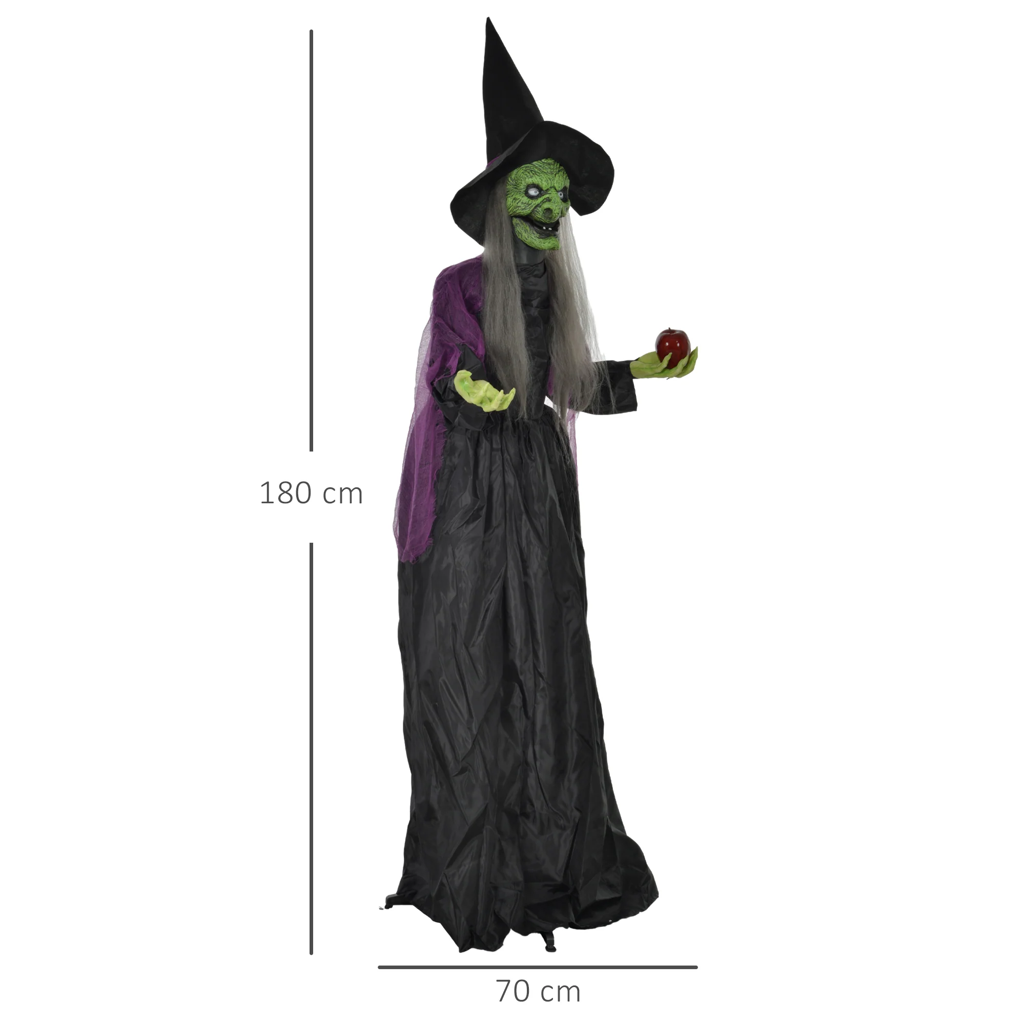 HOMCOM Voice Activated Halloween Animatronics Witch, Battery Operated - Image 3