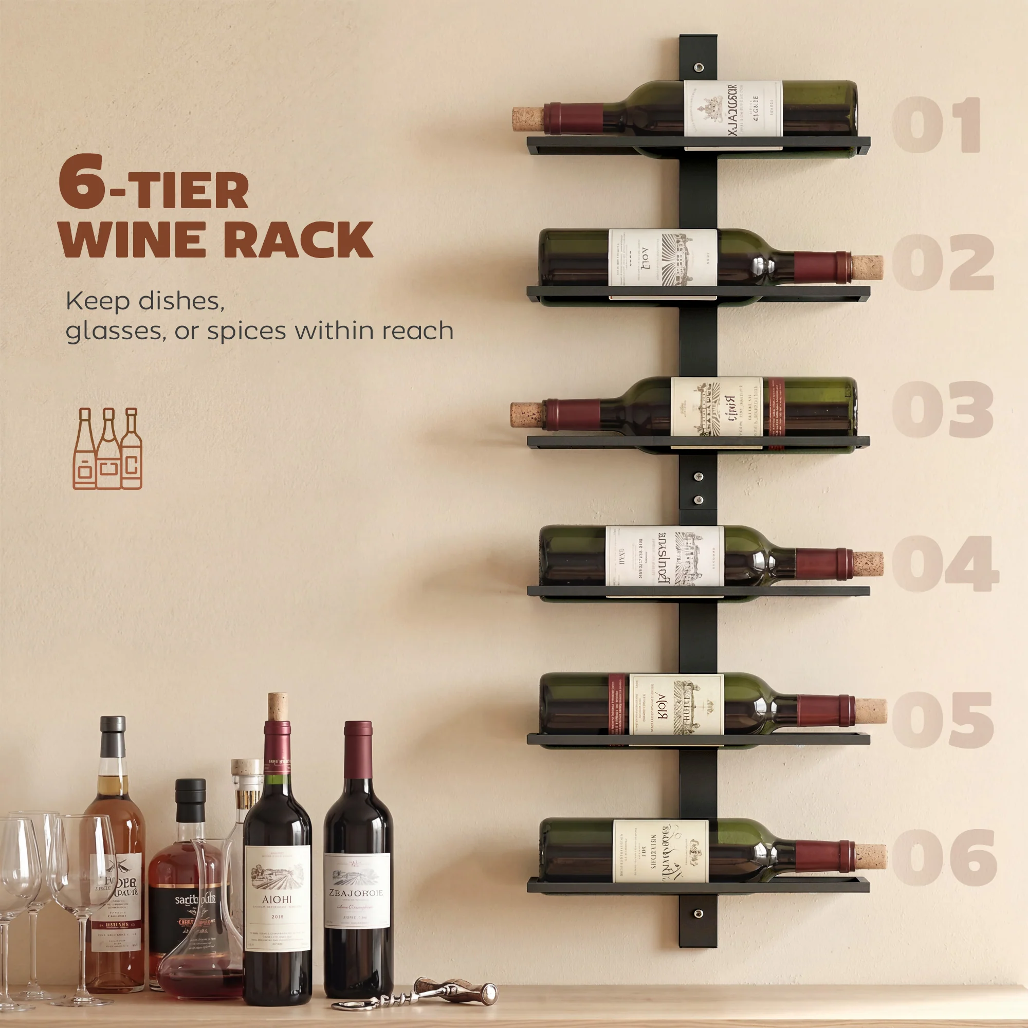 HOMCOM Wall Mount Wine Rack - Image 3