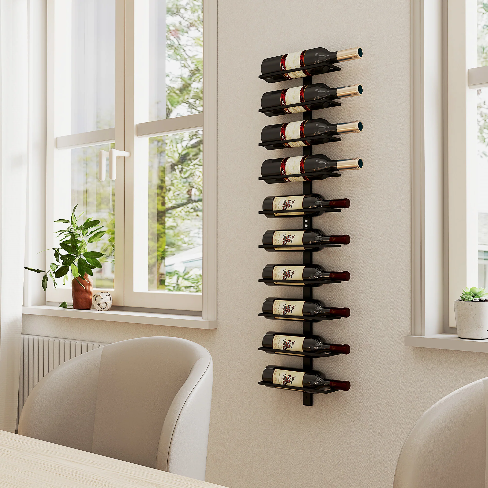 HOMCOM Wall Mount Wine Rack, Wall Wine Rack For 10 Wine Bottles, Black - Image 7