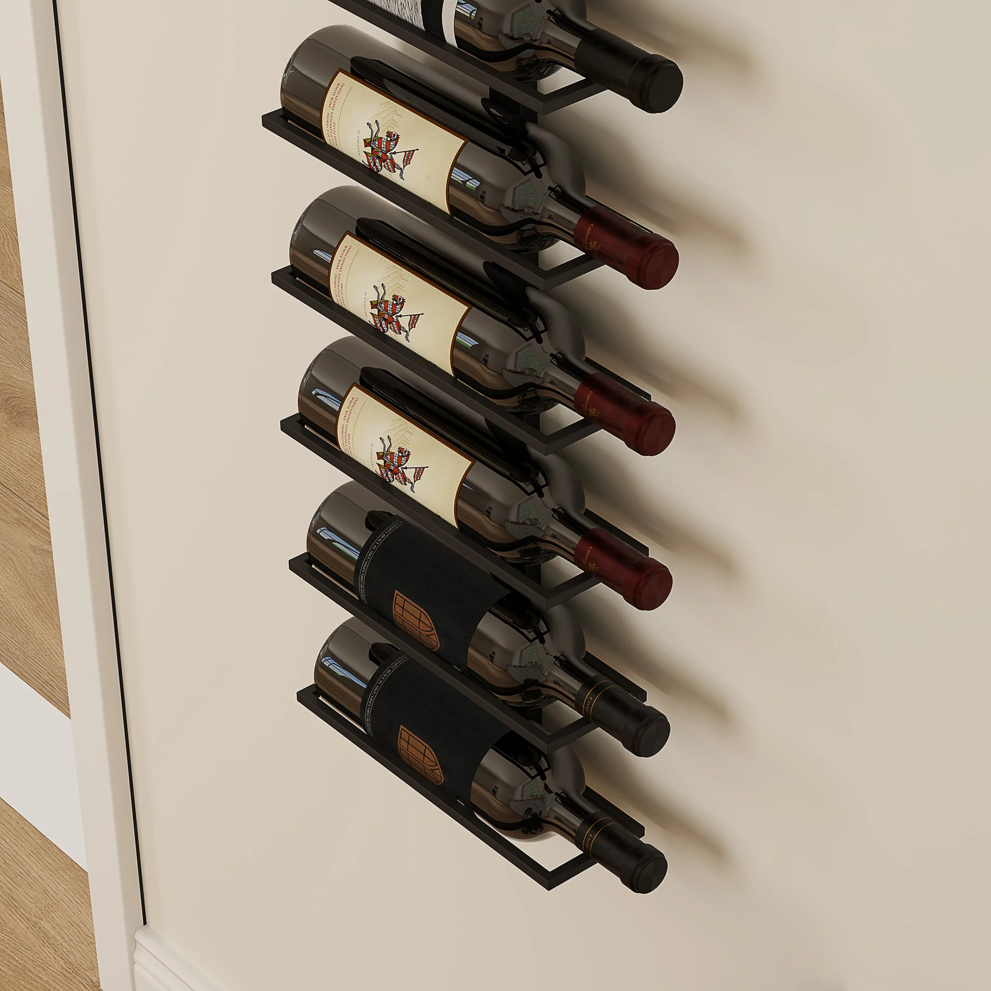 HOMCOM Wall Mount Wine Rack, Wall Wine Rack For 10 Wine Bottles, Black - Image 8