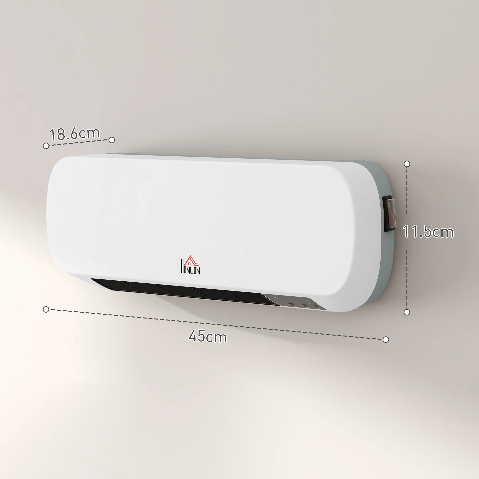 HOMCOM Wall Mounted Electric Heater With Timer Overheat Protection White - Image 5
