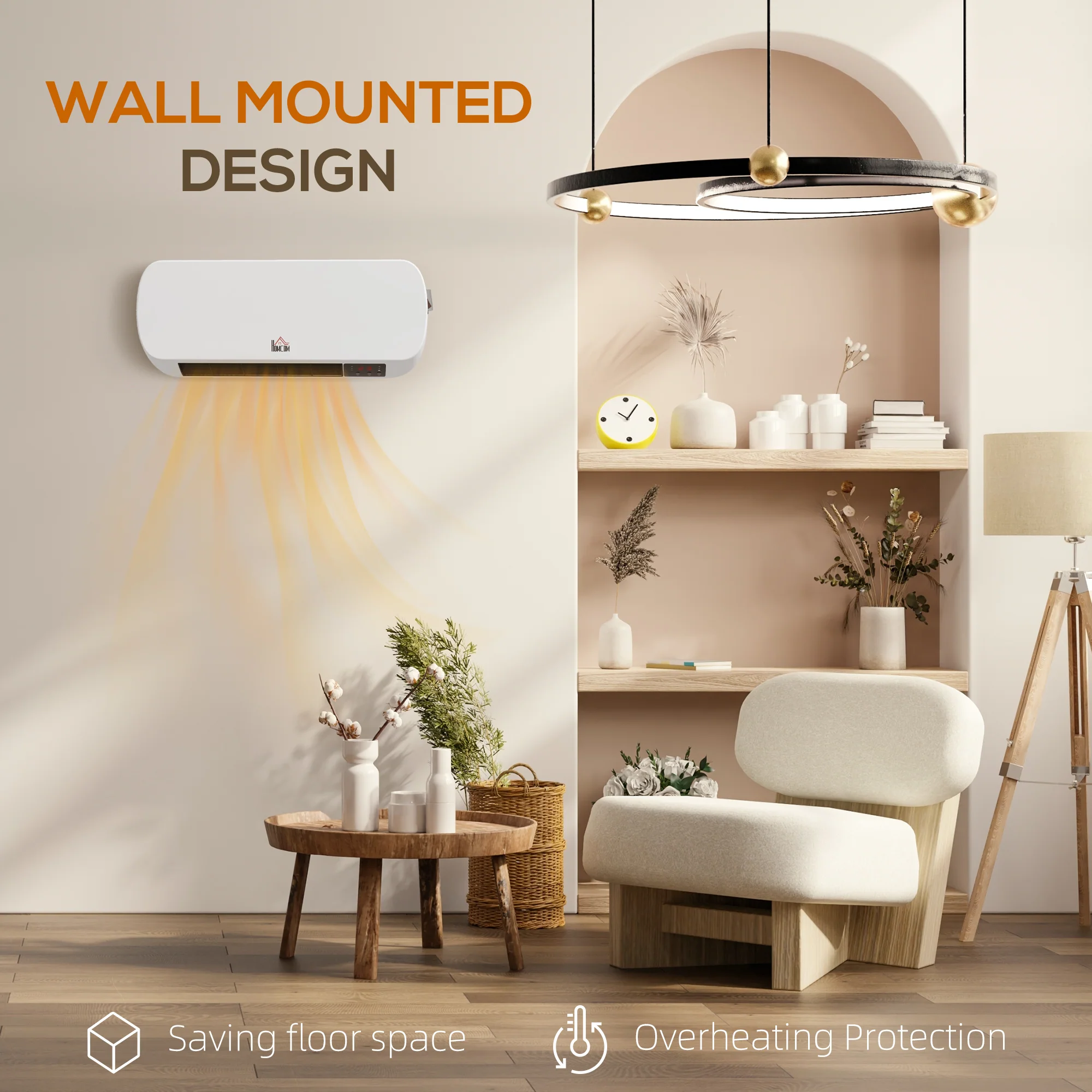 HOMCOM Wall Mounted Electric Heater With Timer Overheat Protection White - Image 9