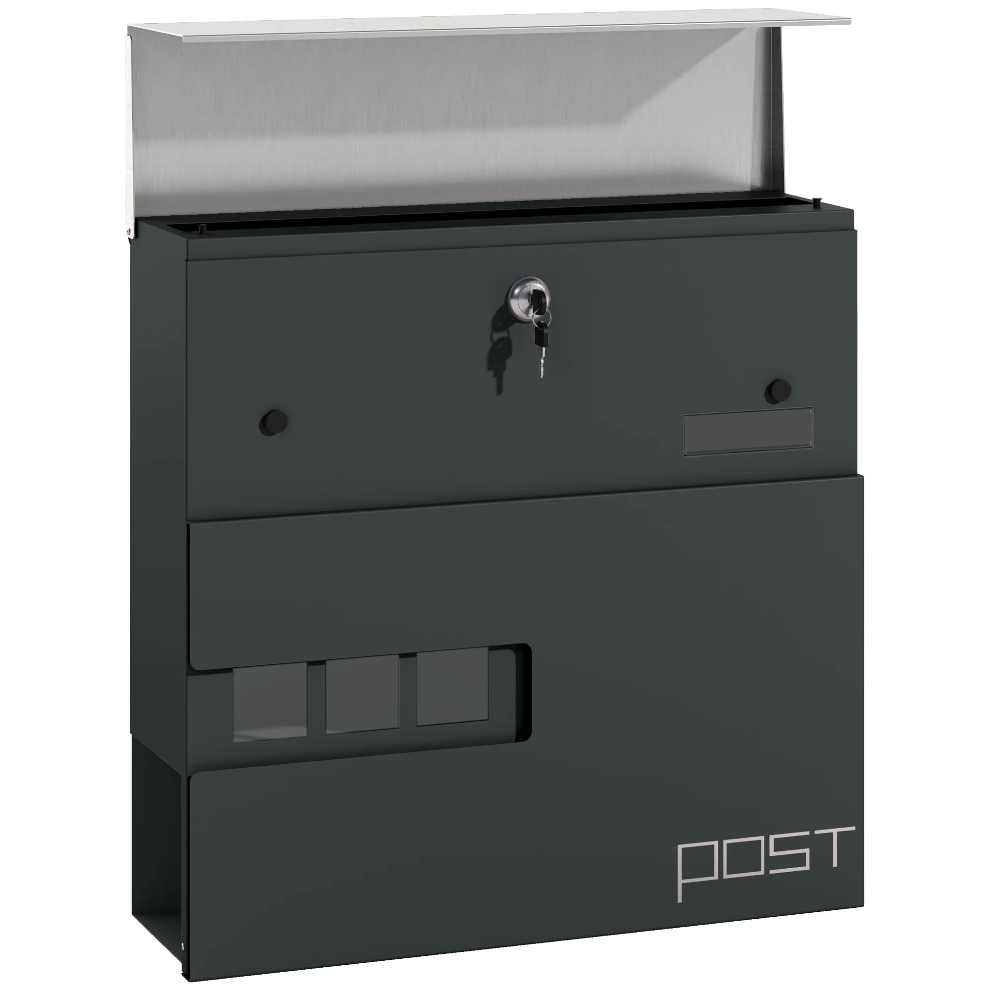 HOMCOM Wall Mounted Post Box, Weatherproof Letterbox with Lock - Image 10