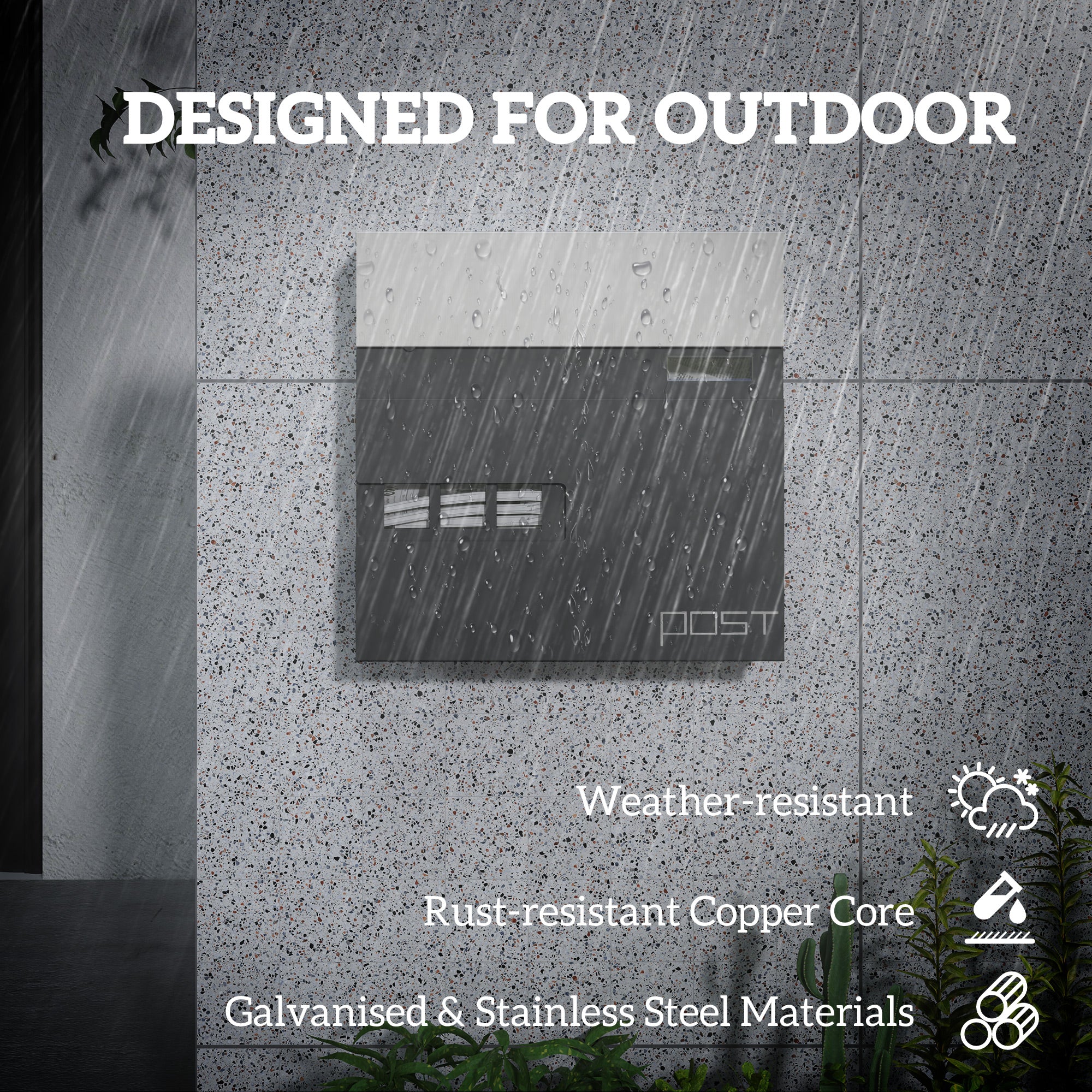 HOMCOM Wall Mounted Post Box, Weatherproof Letterbox with Lock - Image 12