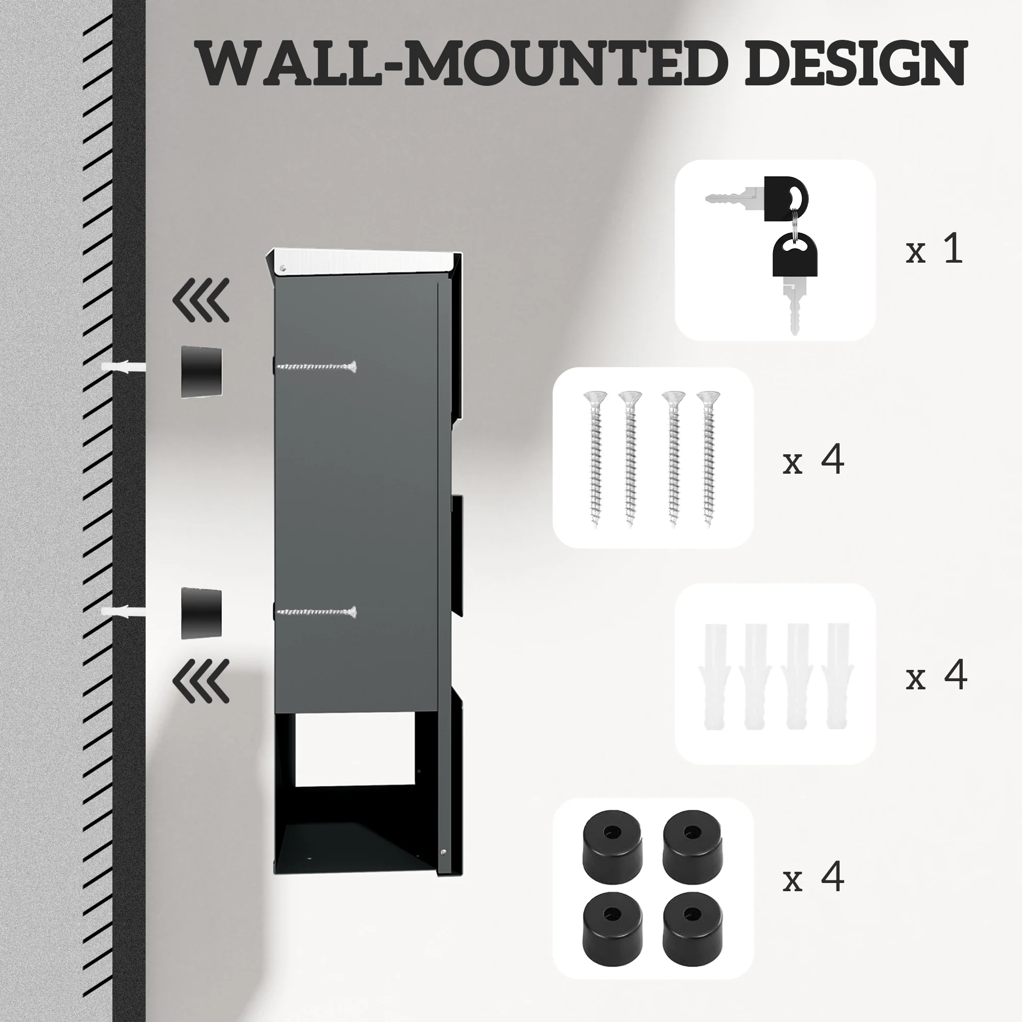 HOMCOM Wall Mounted Post Box, Weatherproof Letterbox with Lock - Image 16
