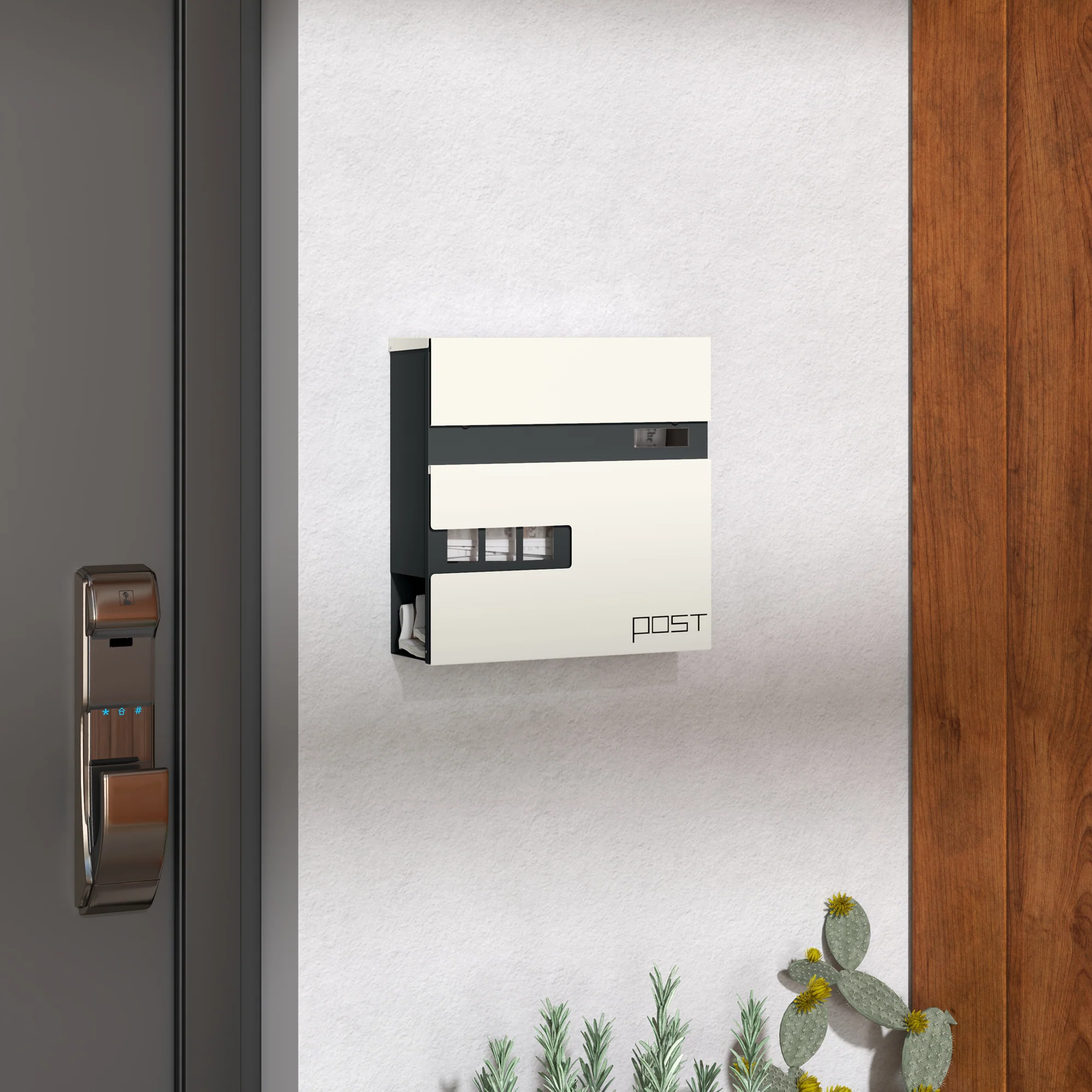 HOMCOM Wall Mounted Post Box, Weatherproof Letterbox with Lock - Image 2