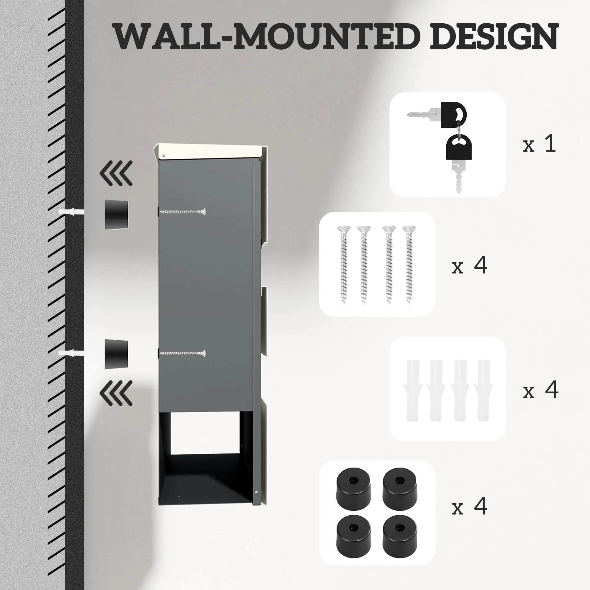 HOMCOM Wall Mounted Post Box, Weatherproof Letterbox with Lock - Image 7
