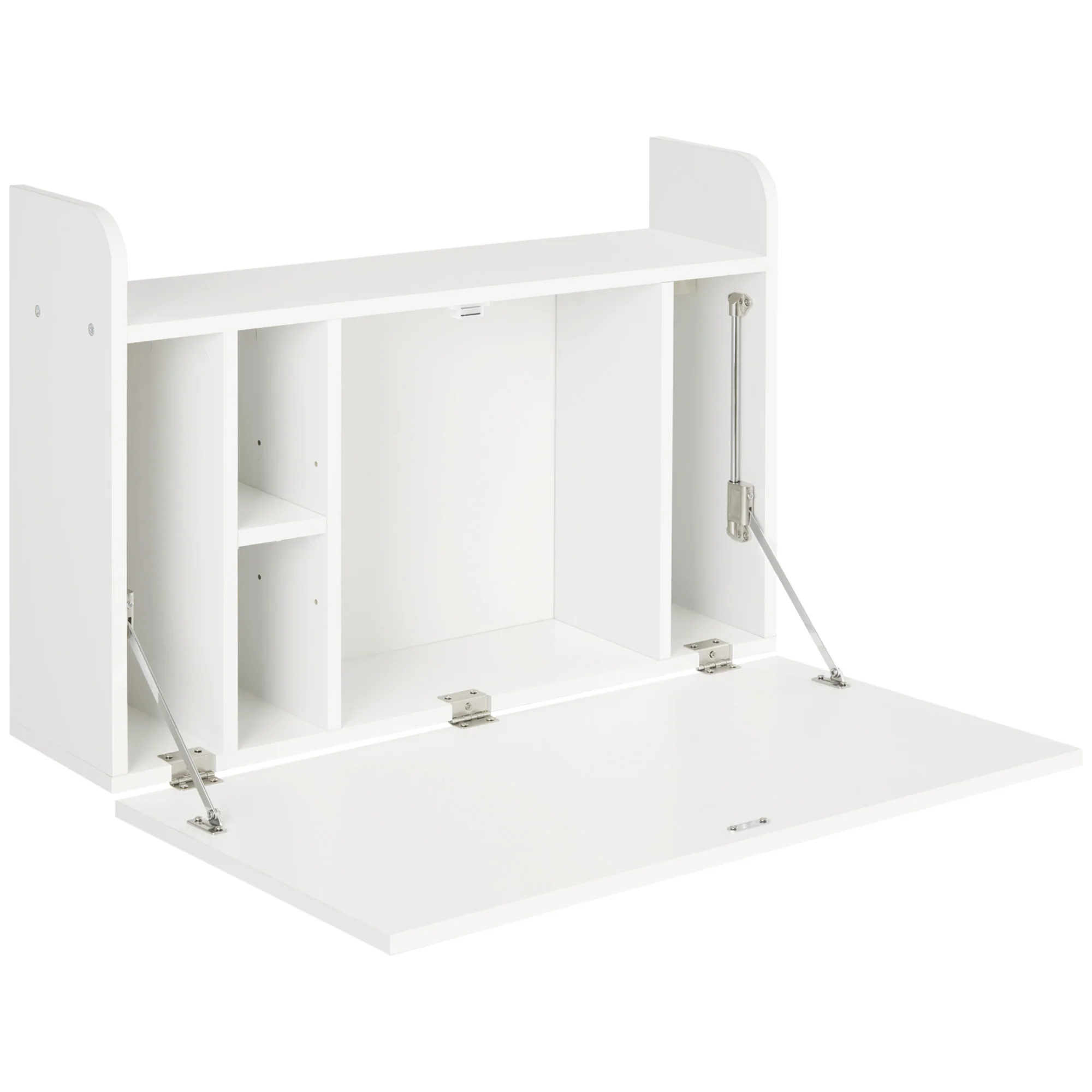 HOMCOM Wall Mounted Table w/ Space Saving Storage Compartments for Home Office - Image 2