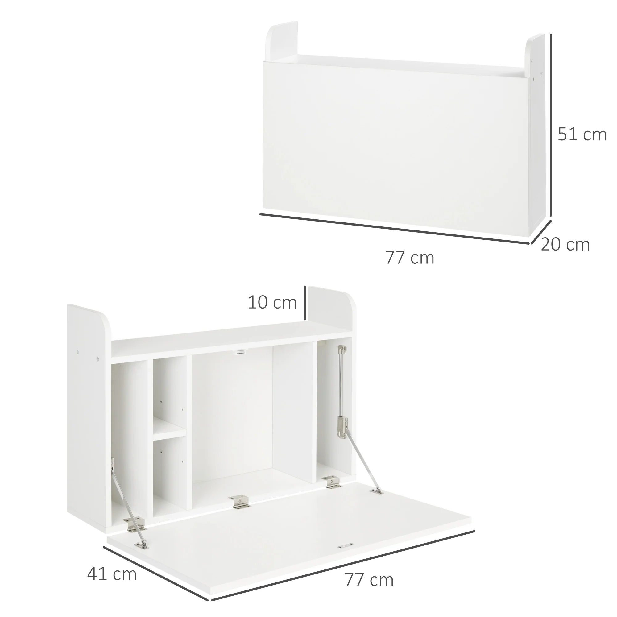 HOMCOM Wall Mounted Table w/ Space Saving Storage Compartments for Home Office - Image 5