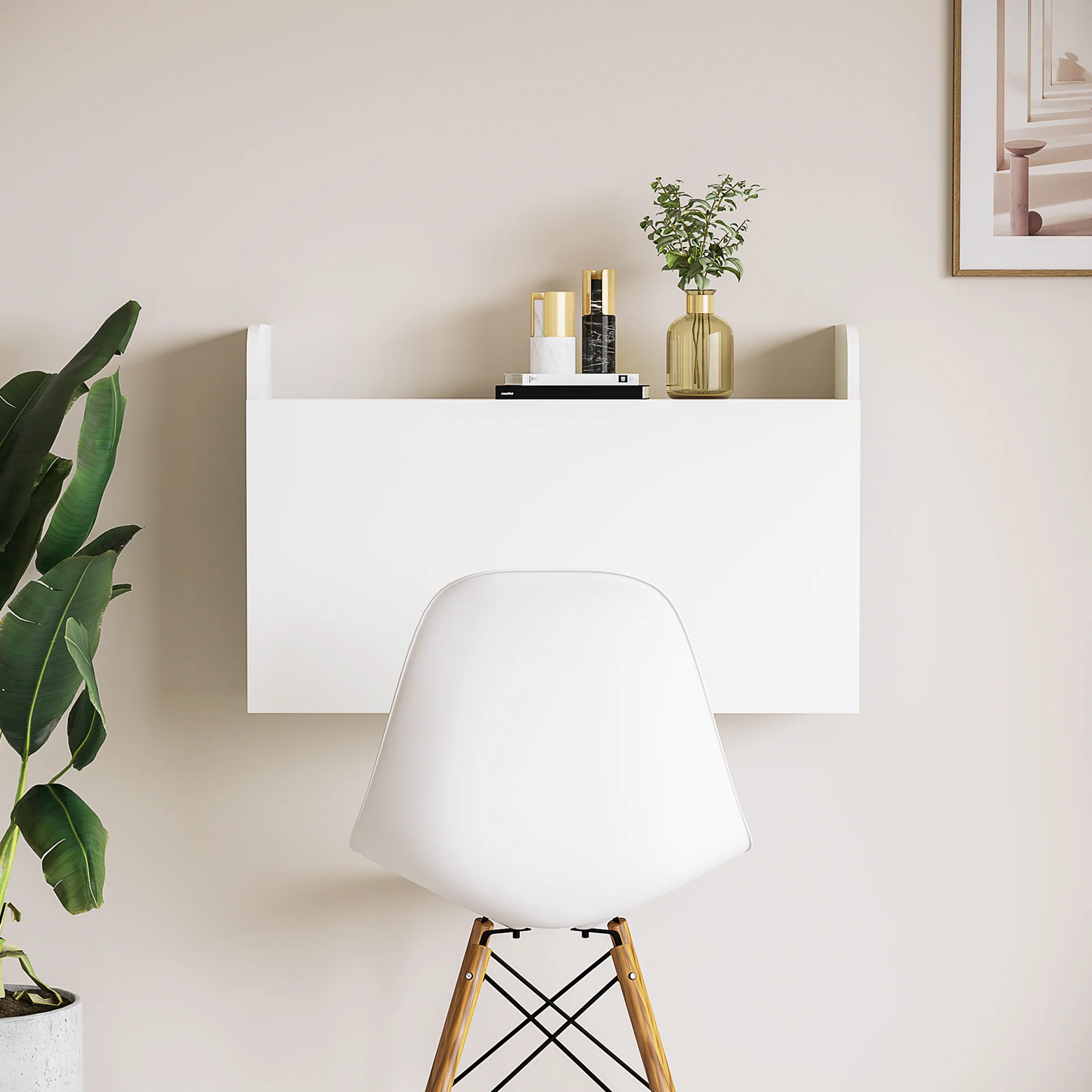 HOMCOM Wall Mounted Table w/ Space Saving Storage Compartments for Home Office - Image 7
