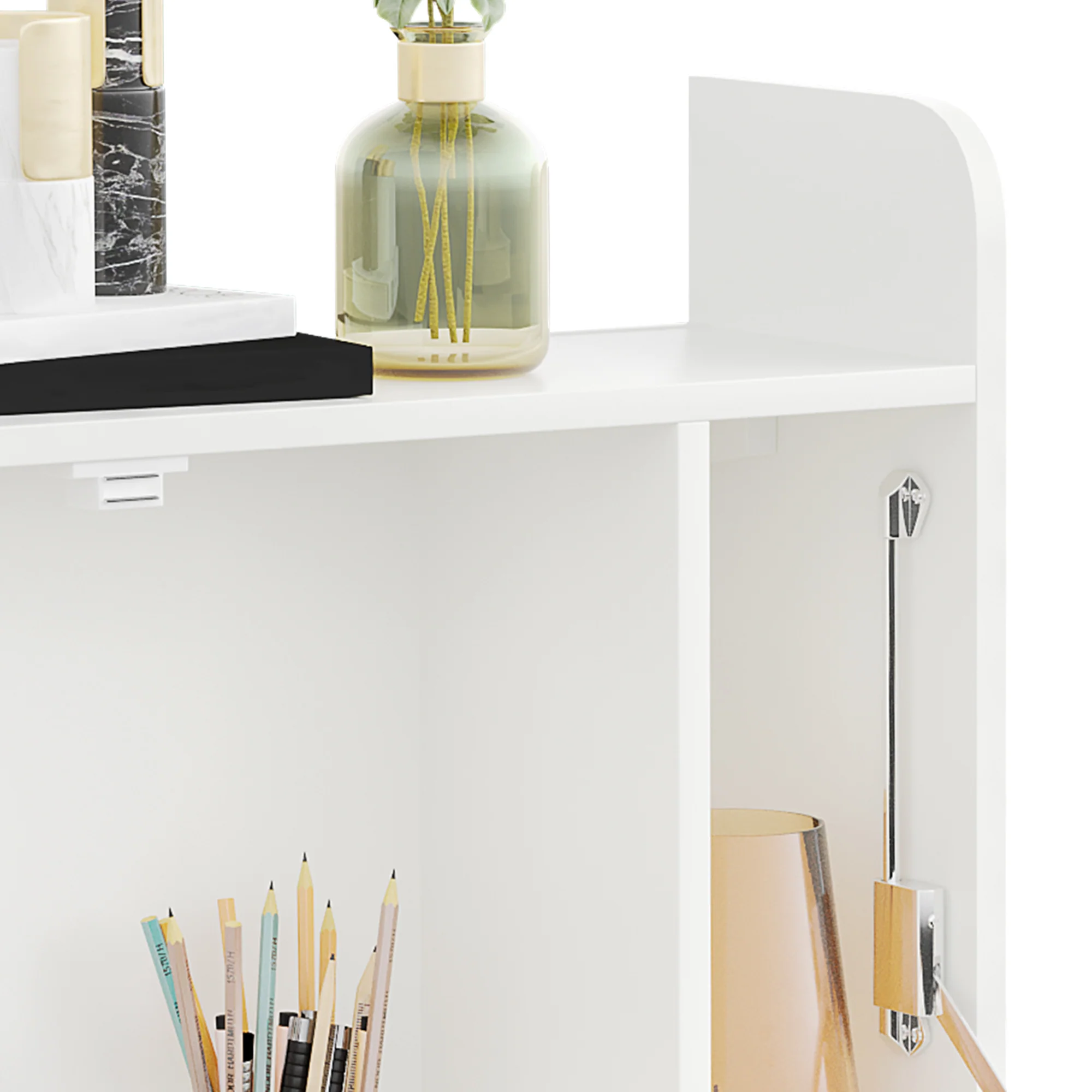 HOMCOM Wall Mounted Table w/ Space Saving Storage Compartments for Home Office - Image 8