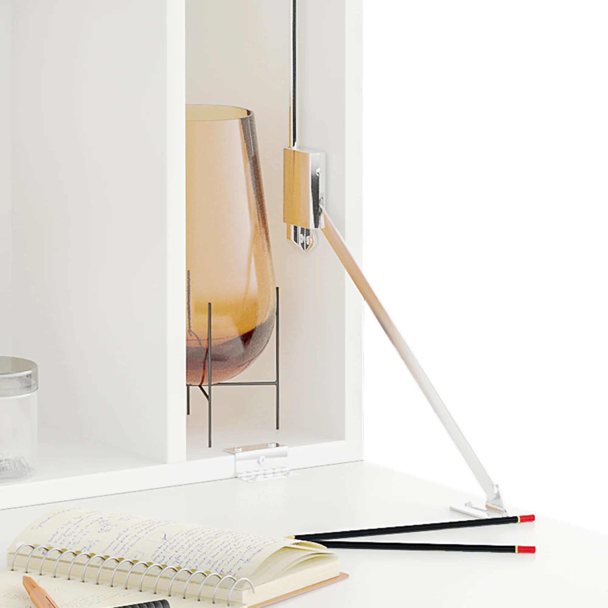 HOMCOM Wall Mounted Table w/ Space Saving Storage Compartments for Home Office - Image 9