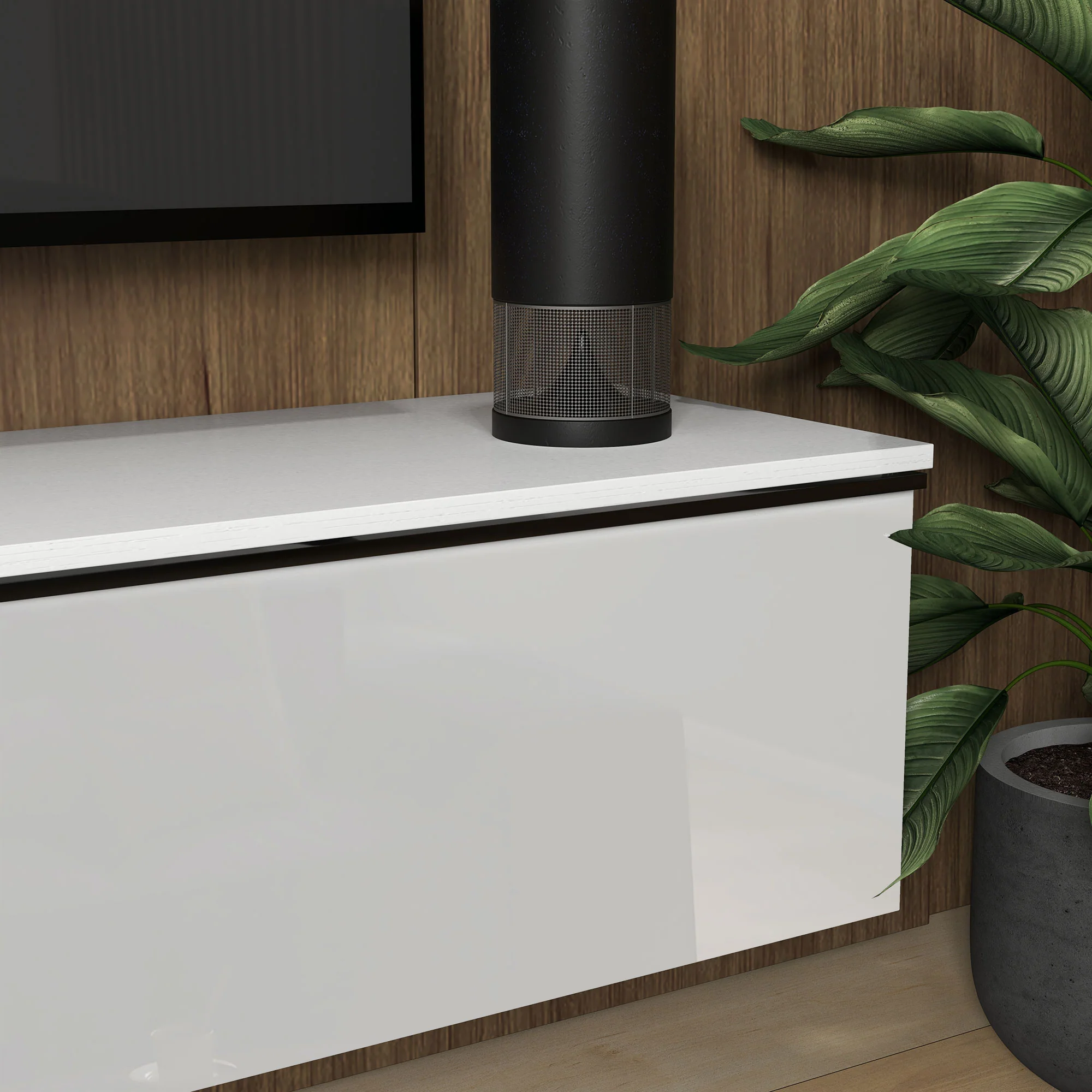 HOMCOM Wall Mounted TV Stand Unit With Storage And High Gloss Effect, White - Image 10