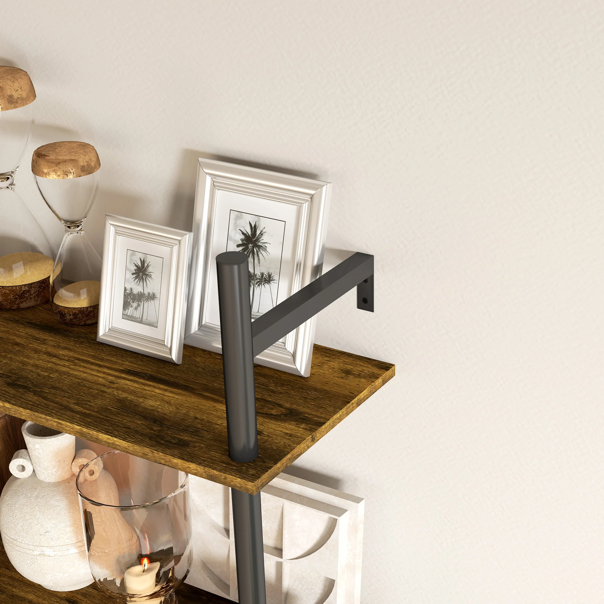 HOMCOM Wall Shelf Unit with 4 Hooks for Living Room, Entryway - Image 17
