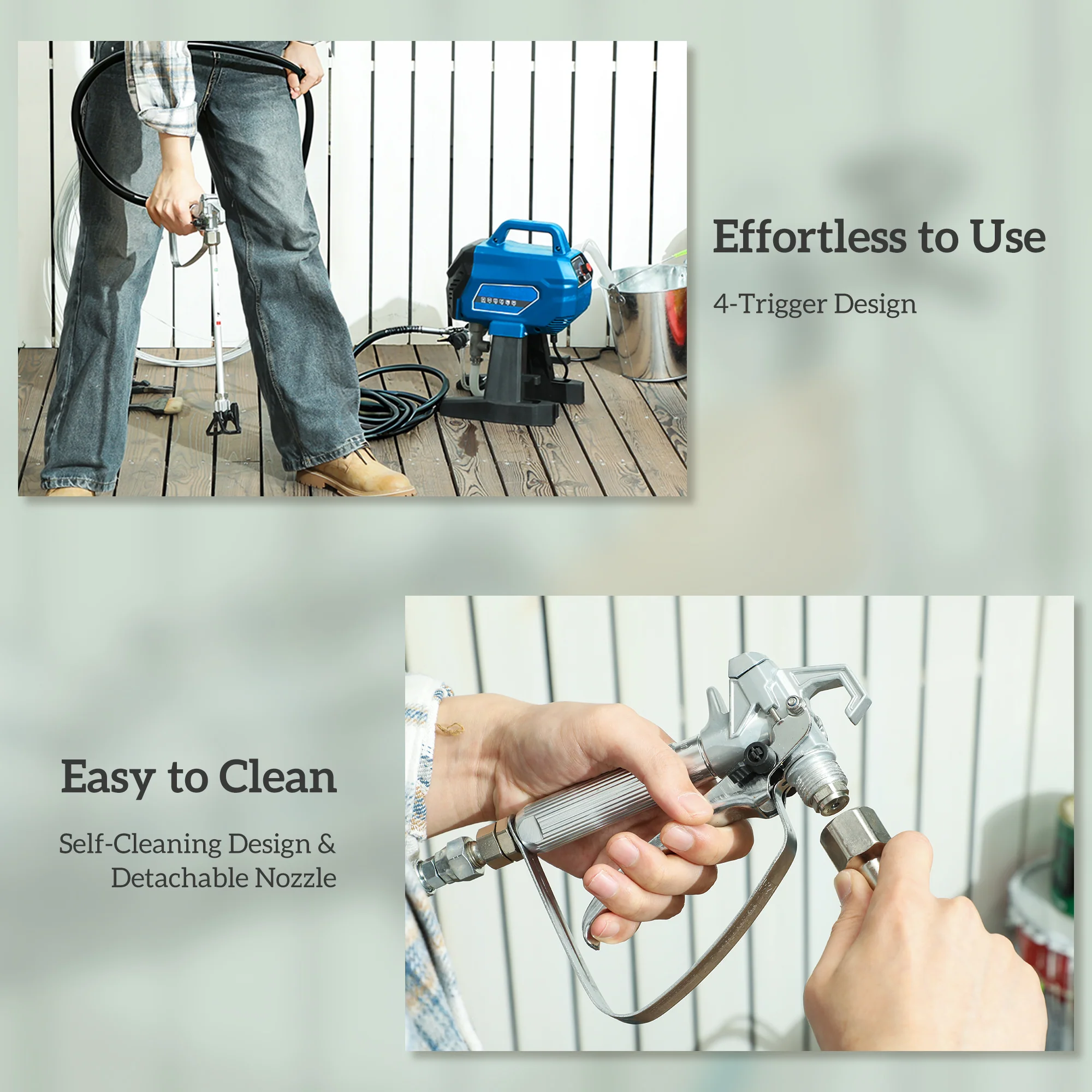 HOMCOM Wall Spray Gun, Airless Paint Sprayer For Wall Painting, 200 Bar - Image 7
