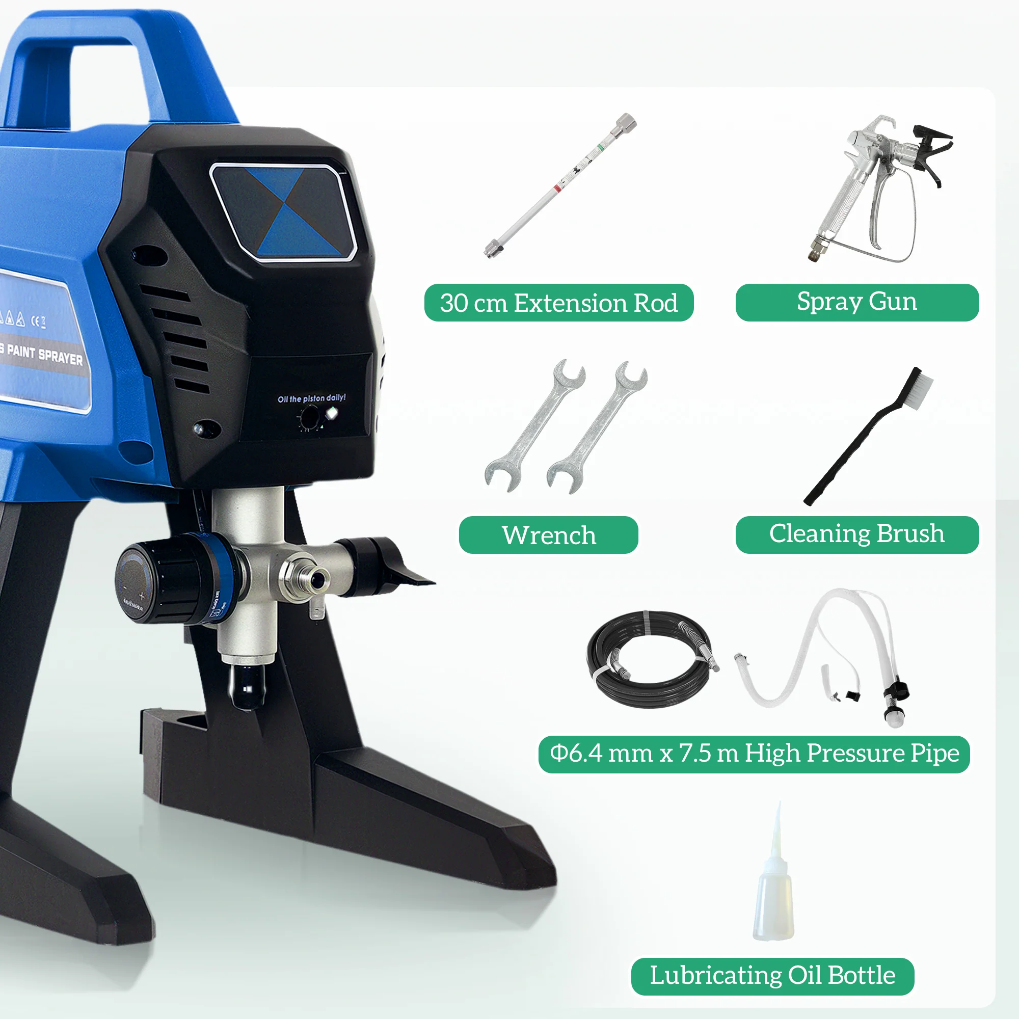 HOMCOM Wall Spray Gun, Airless Paint Sprayer For Wall Painting, 200 Bar - Image 8