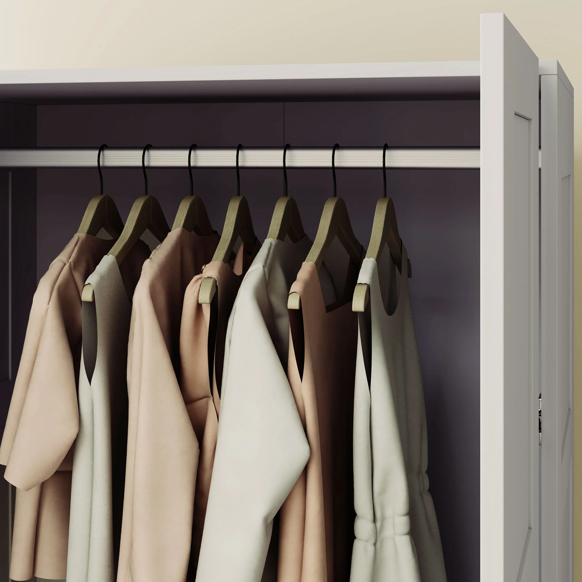 HOMCOM Wardrobe for Bedroom, Double Wardrobe with Hanging Rail - Image 17